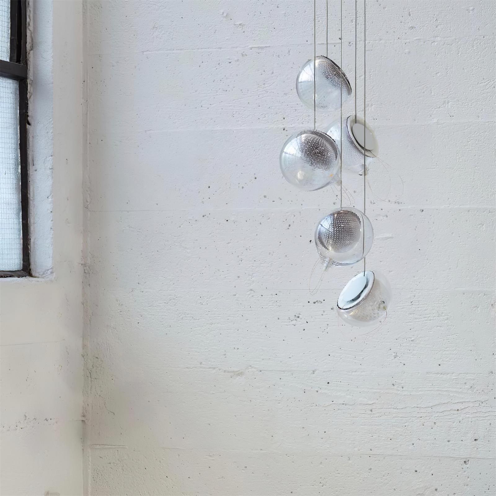 Chandelier Mesh Glass Orbs Cluster Frame Modern Minimalist - Letslighting