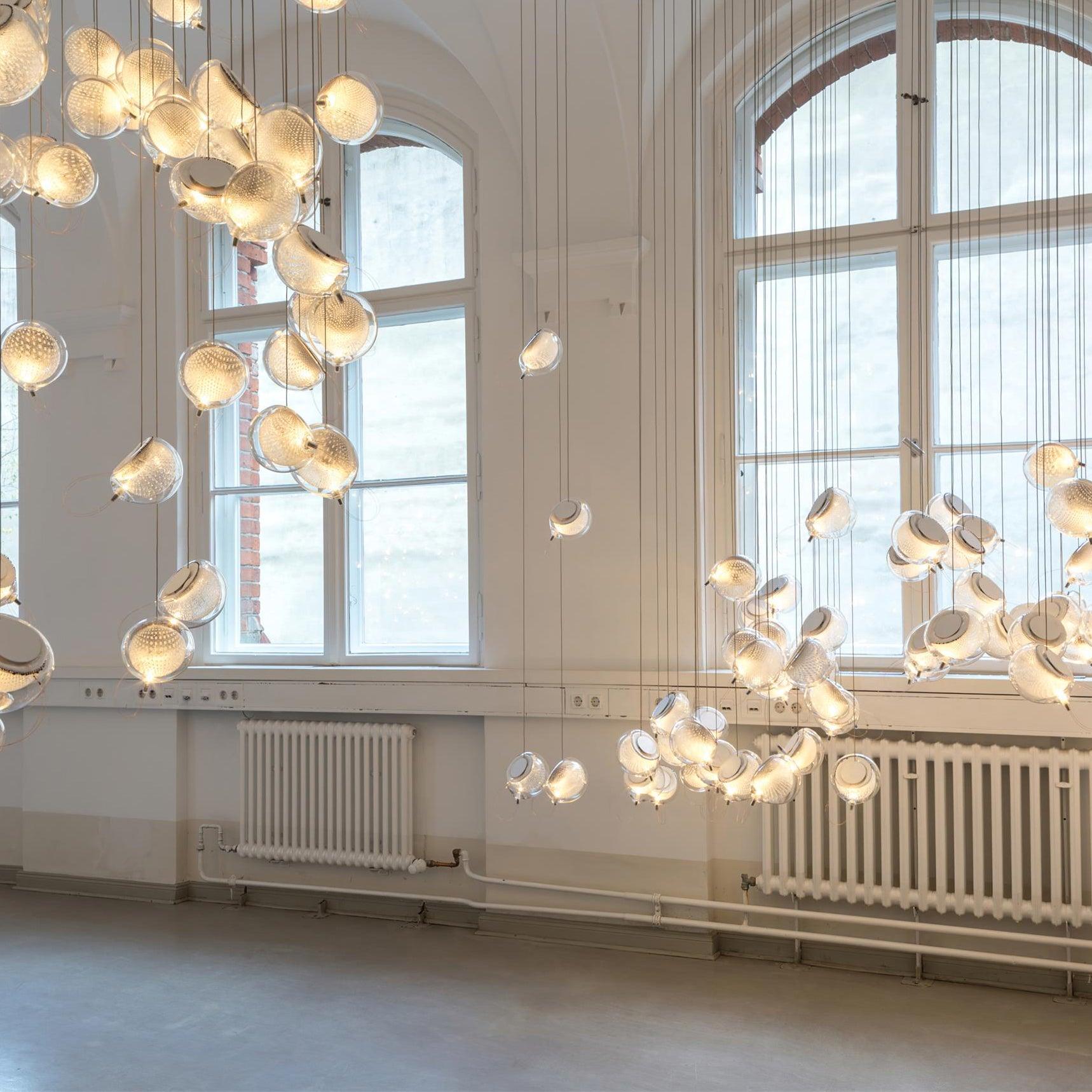 Chandelier Mesh Glass Orbs Cluster Frame Modern Minimalist - Letslighting