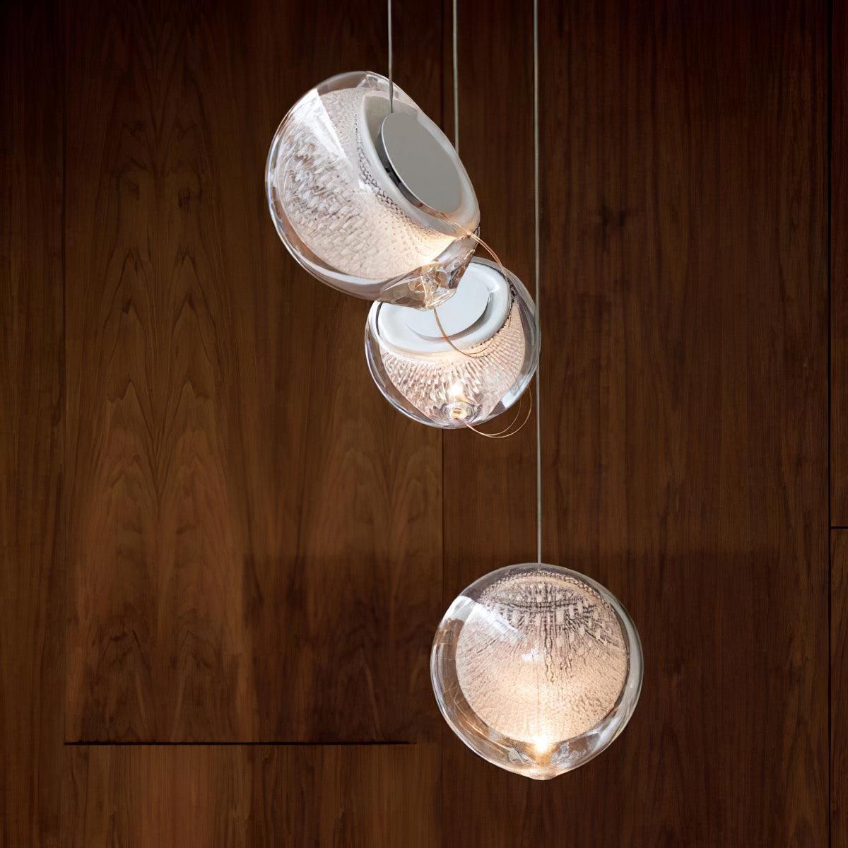 Chandelier Mesh Glass Orbs Cluster Frame Modern Minimalist - Letslighting