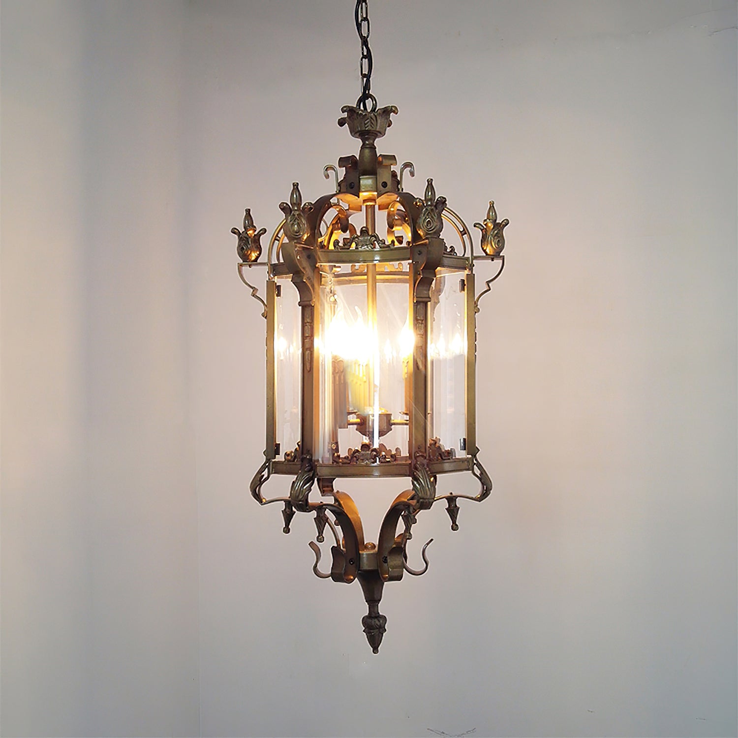 Ardorion Vintage Luxury Metal Glass Lantern Chandelier - Lamp Copper