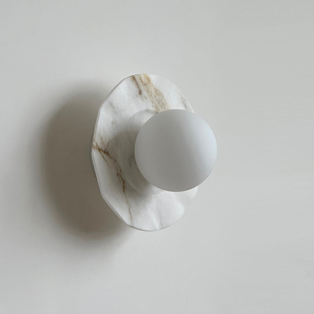 Meza Wall Lamp Marble Backplate Frosted Globe - Letslighting