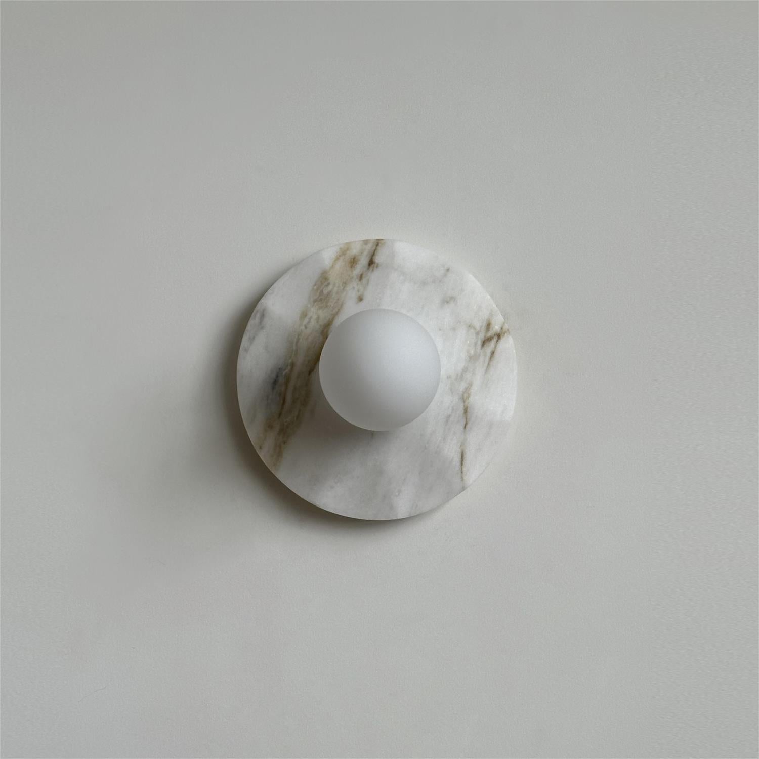 Meza Wall Lamp Marble Backplate Frosted Globe - Letslighting