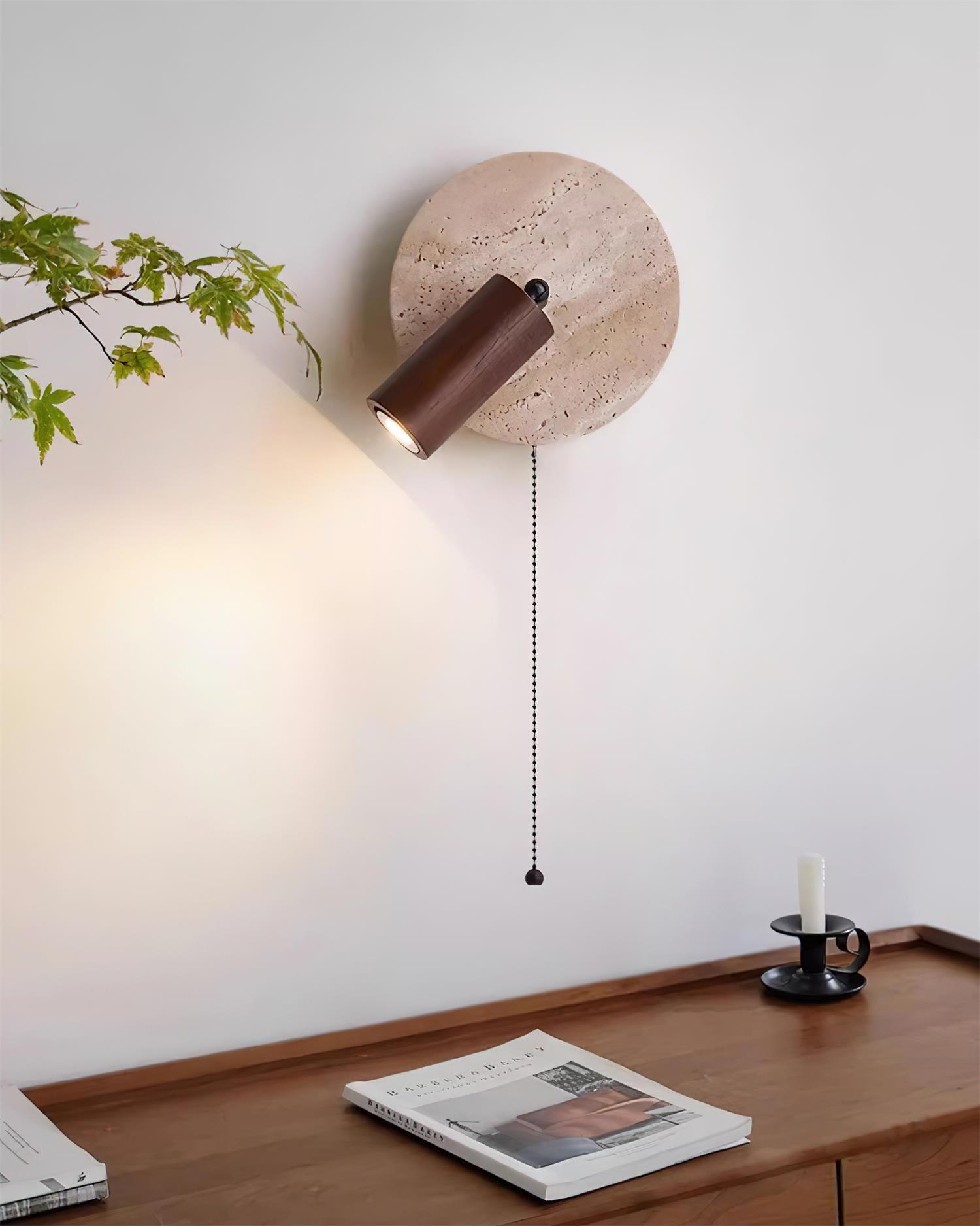 Evzoryra Disc Swing Travertine Wall Light - Letslighting