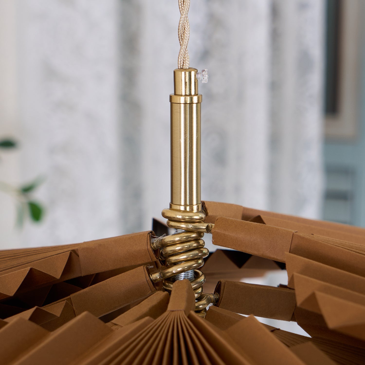 Pendant Lamp with Pleated Kraft Paper Petal Shade Warm Ambient - Letslighting