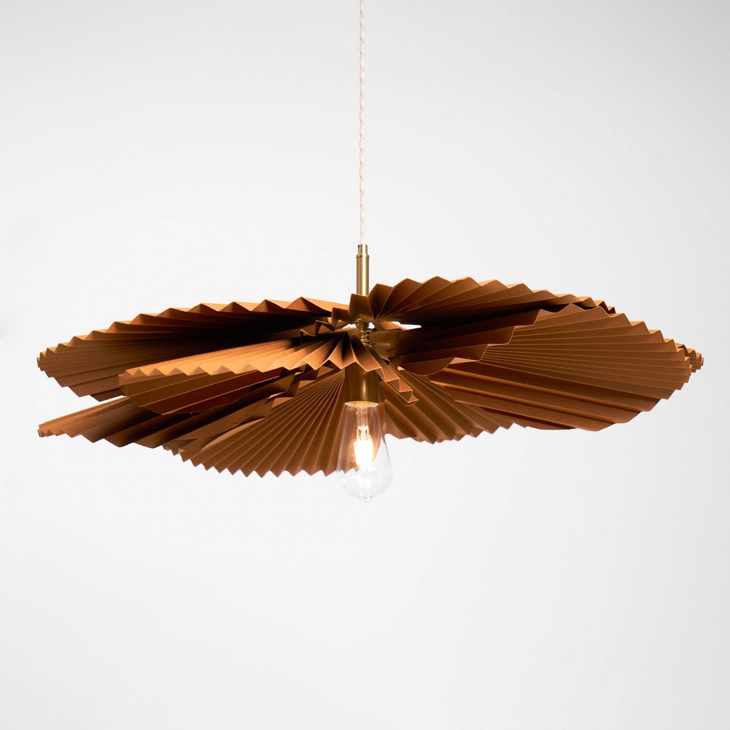 Pendant Lamp with Pleated Kraft Paper Petal Shade Warm Ambient - Letslighting