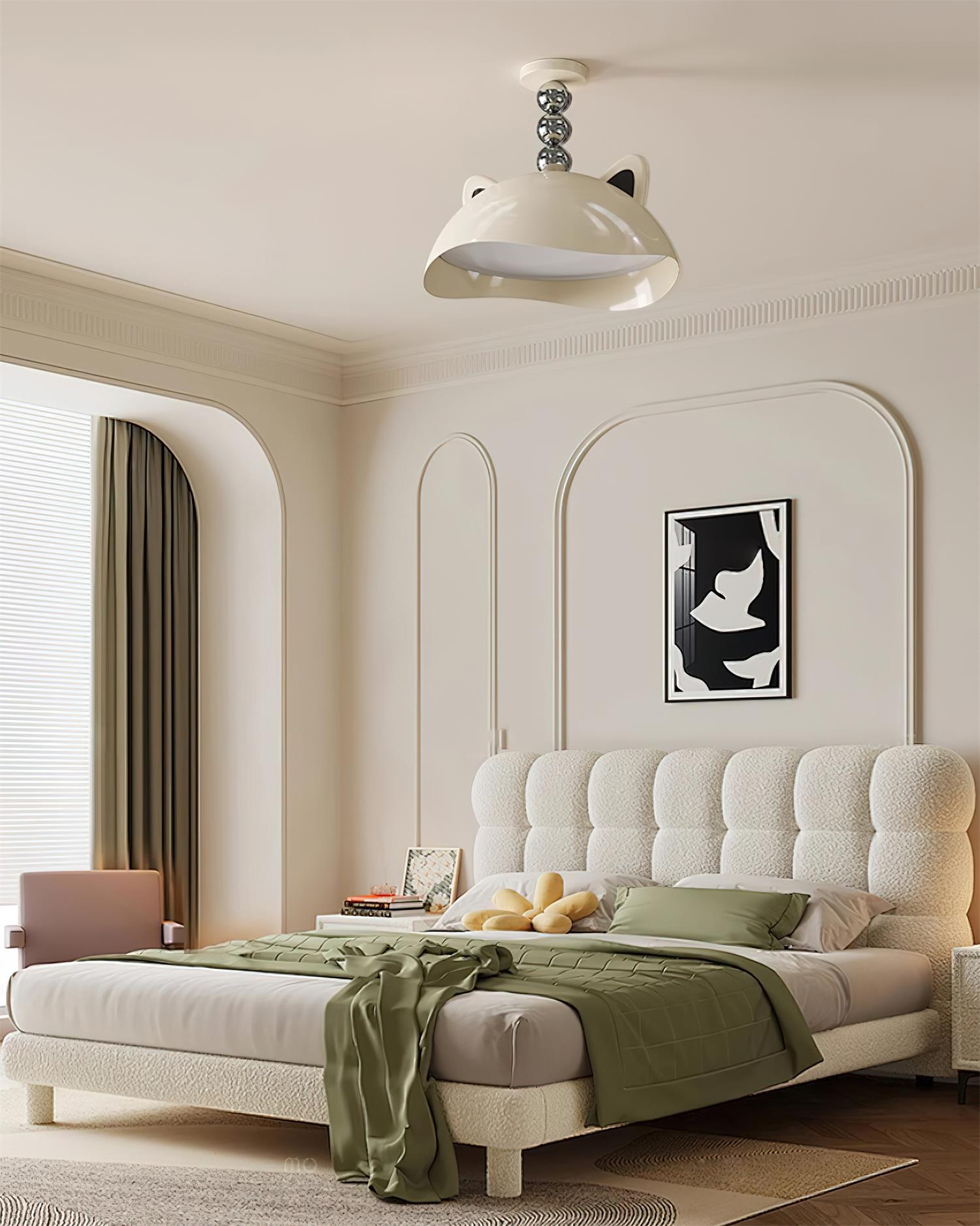 Miki Ceiling Light Cat Ears Orb Accent Playful Modern - Letslighting