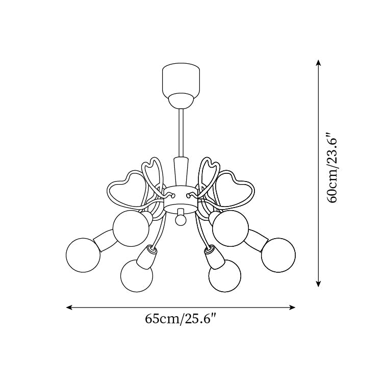 Chandelier Heart-Shaped Arms Colorful Playful Artistic - Letslighting