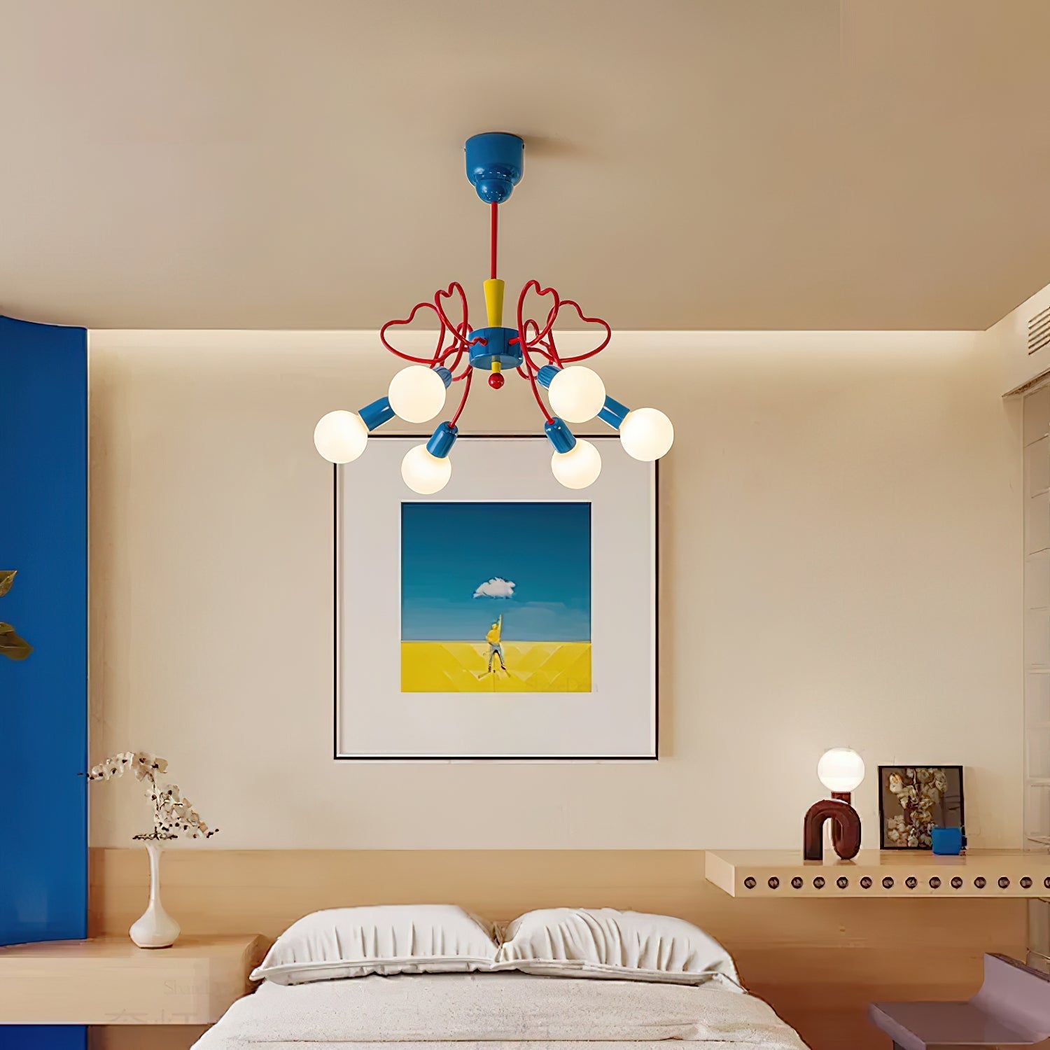 Chandelier Heart-Shaped Arms Colorful Playful Artistic - Letslighting