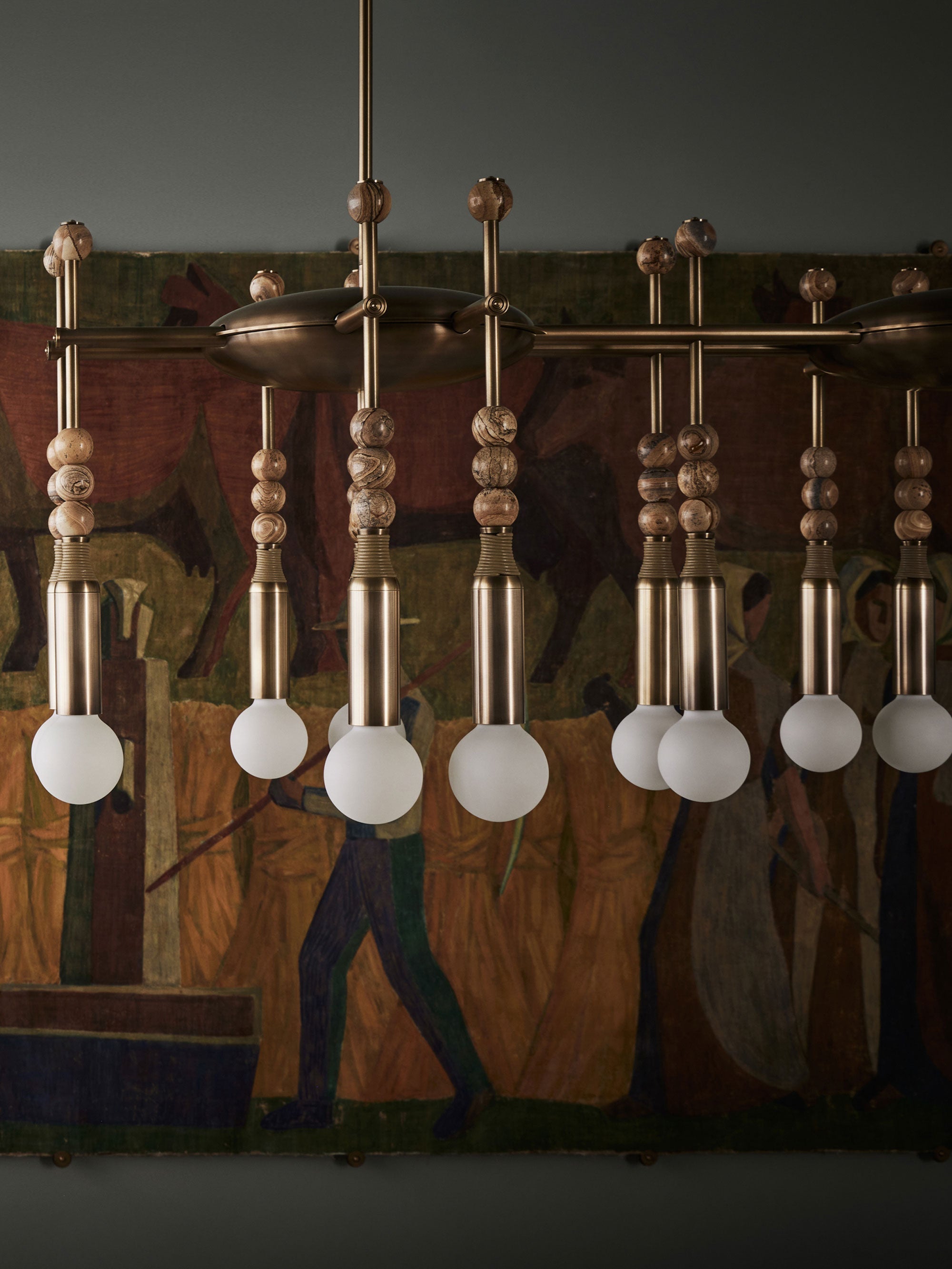 Esoleth Traditional Premium Elegance Marble Chandelier - Lamp Copper