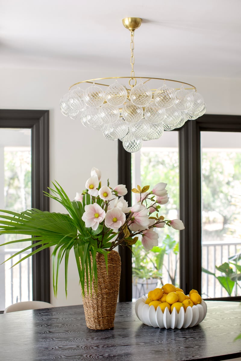 Aurora Chandelier Clear Glass Globe Aged Brass Elegant - Letslighting