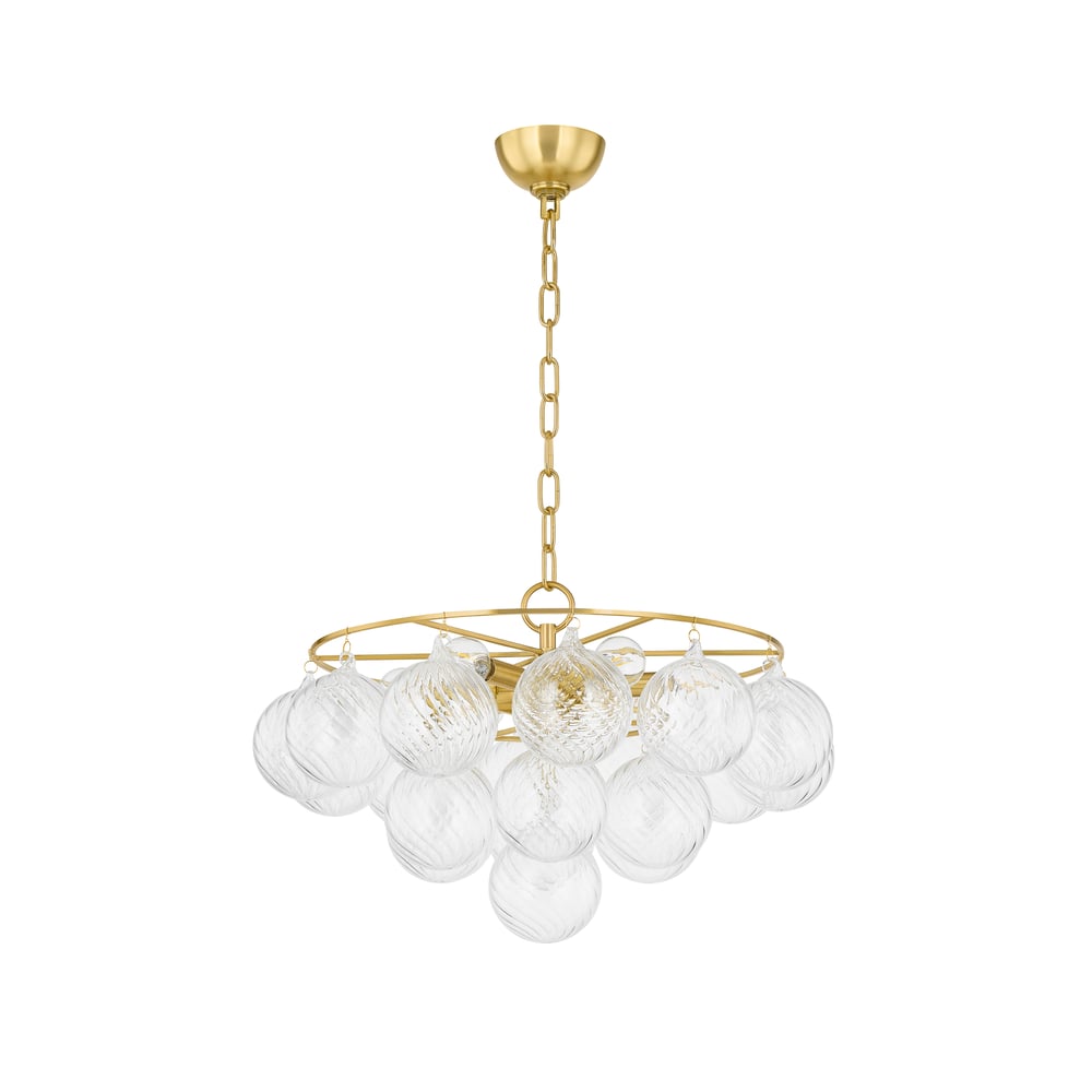 Aurora Chandelier Clear Glass Globe Aged Brass Elegant - Letslighting