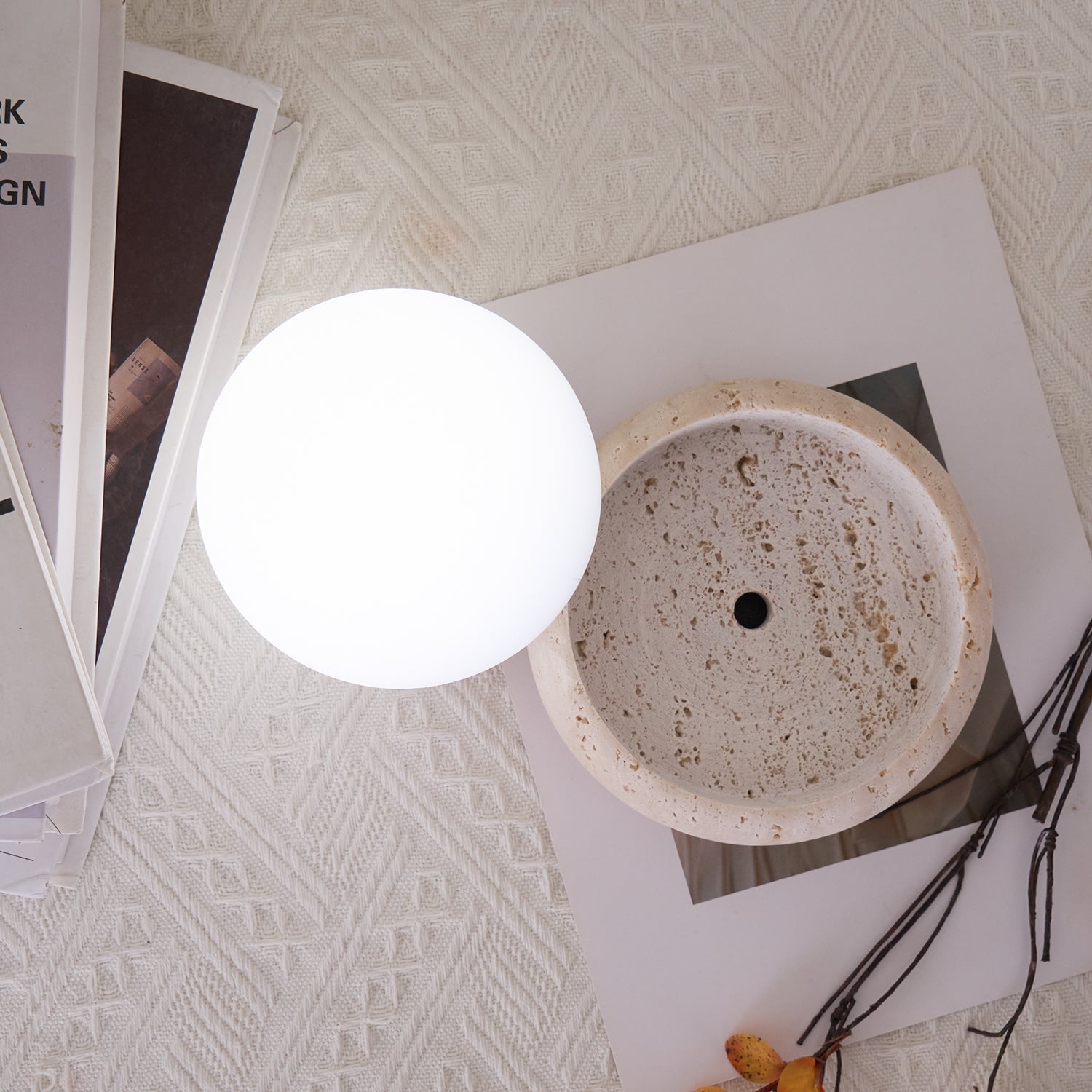 Riita Travertine Globe Table Lamp Mini Maga - Letslighting