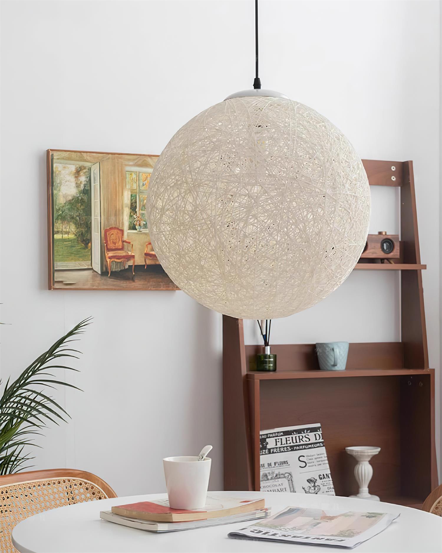Pendant Lamp Hemp Rattan Sphere Handcrafted Artisanal Bohemian - Letslighting