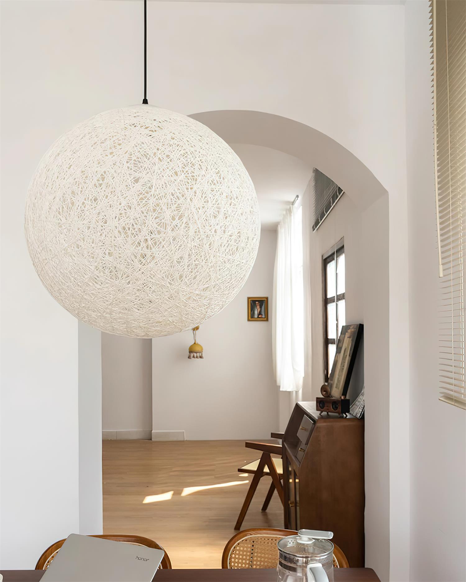 Pendant Lamp Hemp Rattan Sphere Handcrafted Artisanal Bohemian - Letslighting