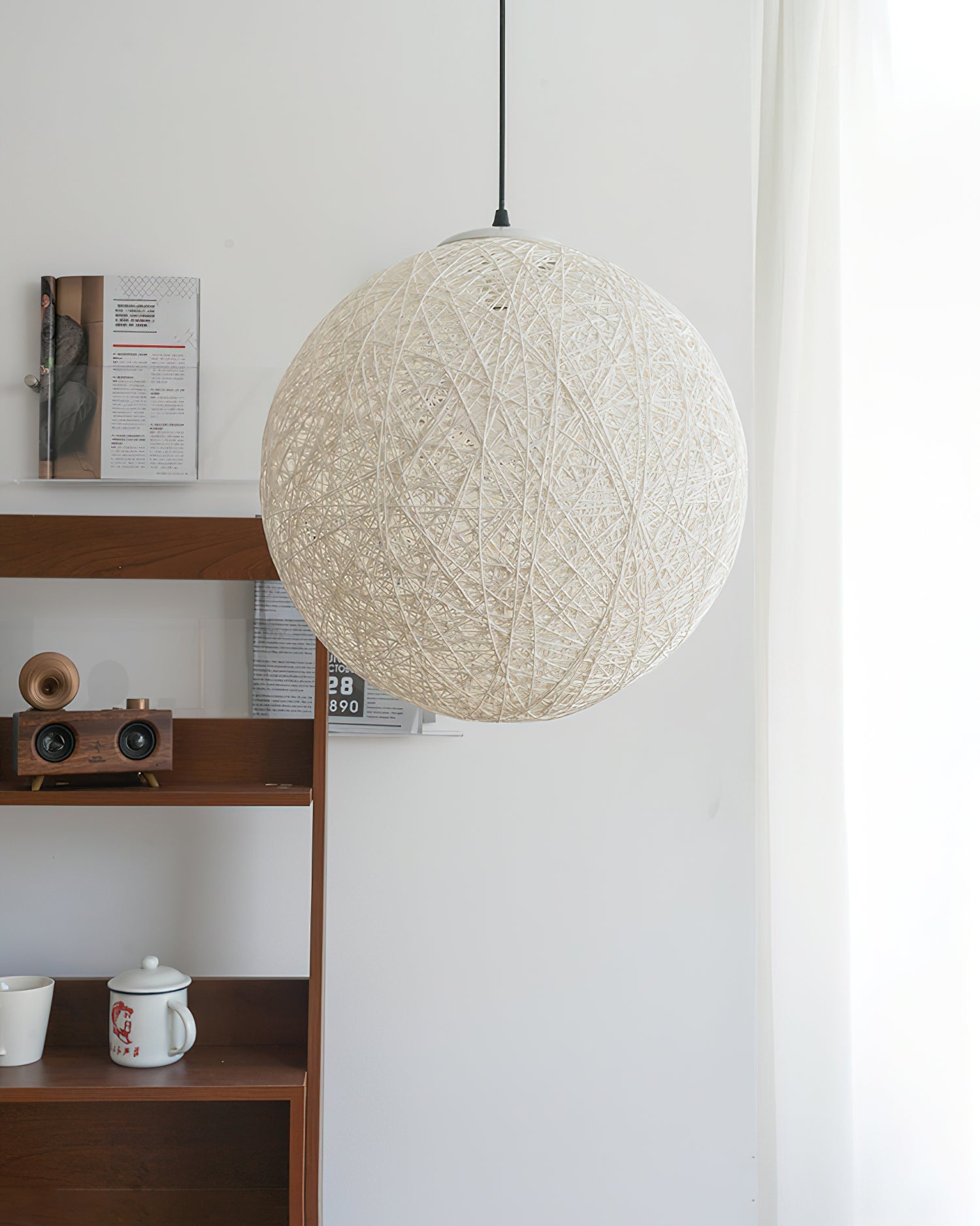 Pendant Lamp Hemp Rattan Sphere Handcrafted Artisanal Bohemian - Letslighting