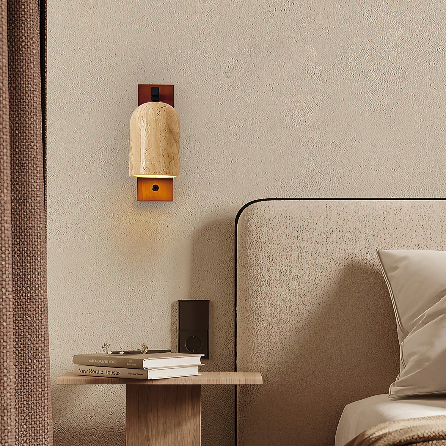 Cevenia Art Classic Natural Travertine Wall Lamp - Lamp Copper
