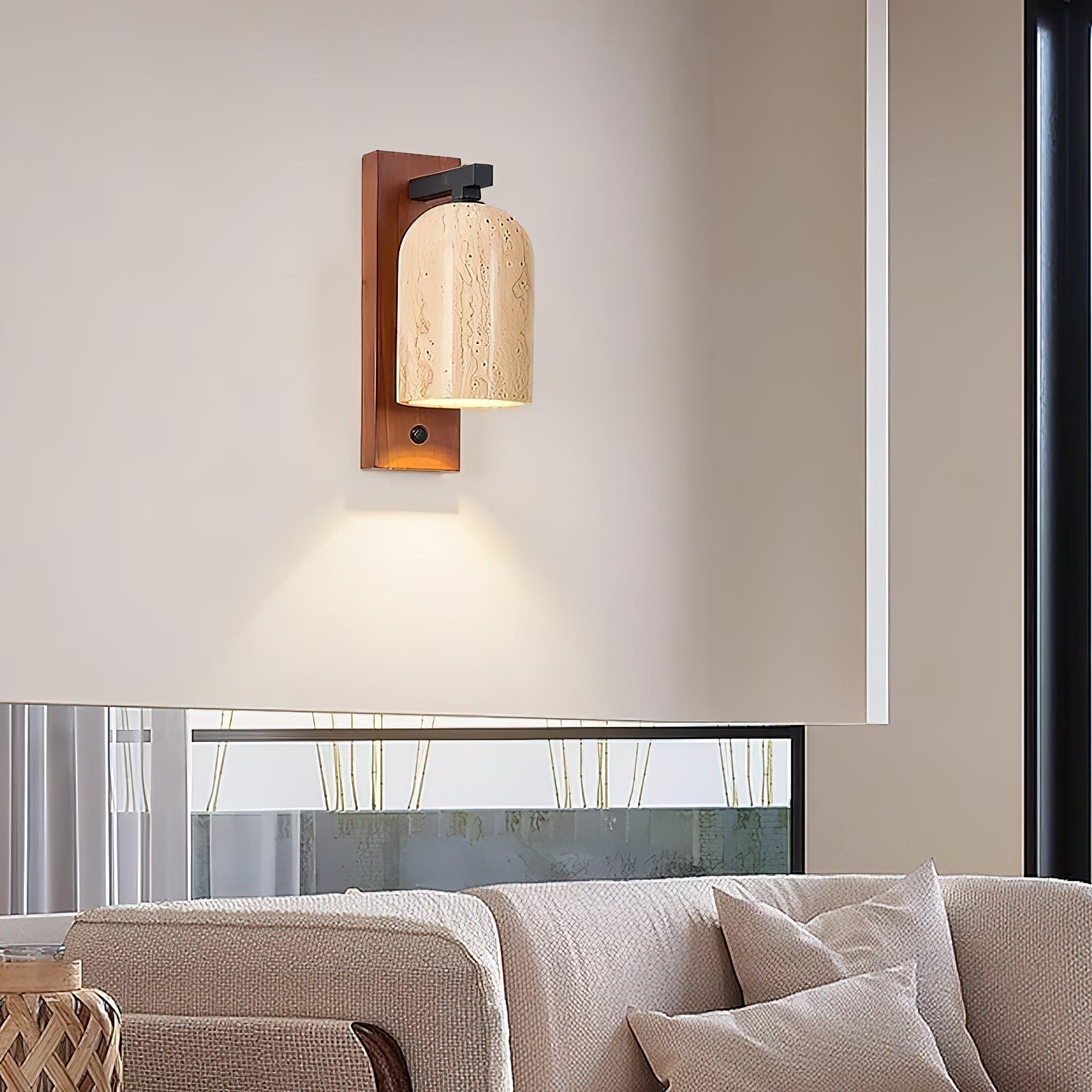 Cevenia Art Classic Natural Travertine Wall Lamp - Lamp Copper