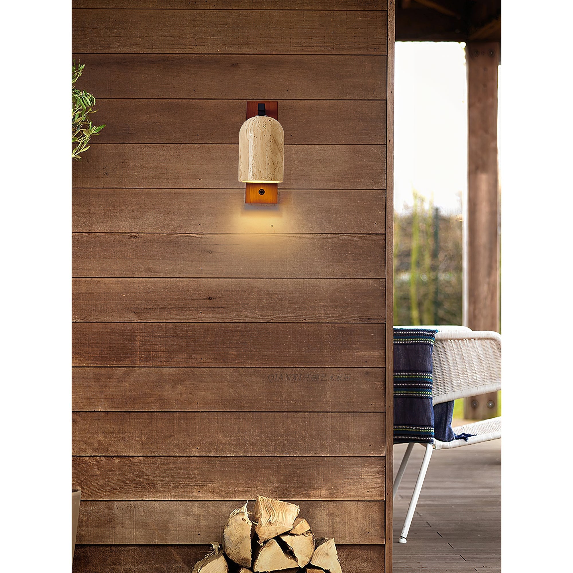 Cevenia Art Classic Natural Travertine Wall Lamp - Lamp Copper
