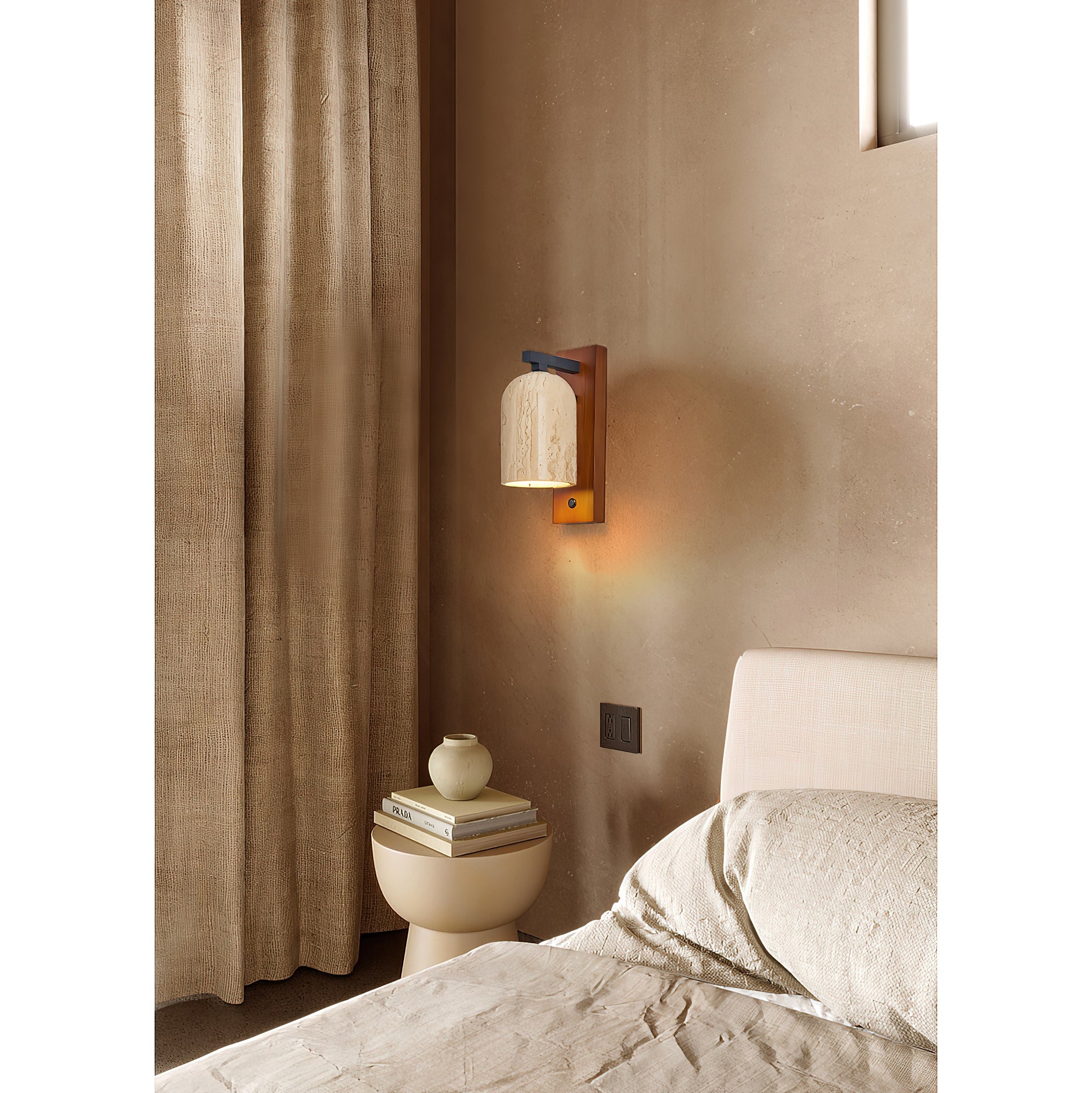 Cevenia Art Classic Natural Travertine Wall Lamp - Lamp Copper