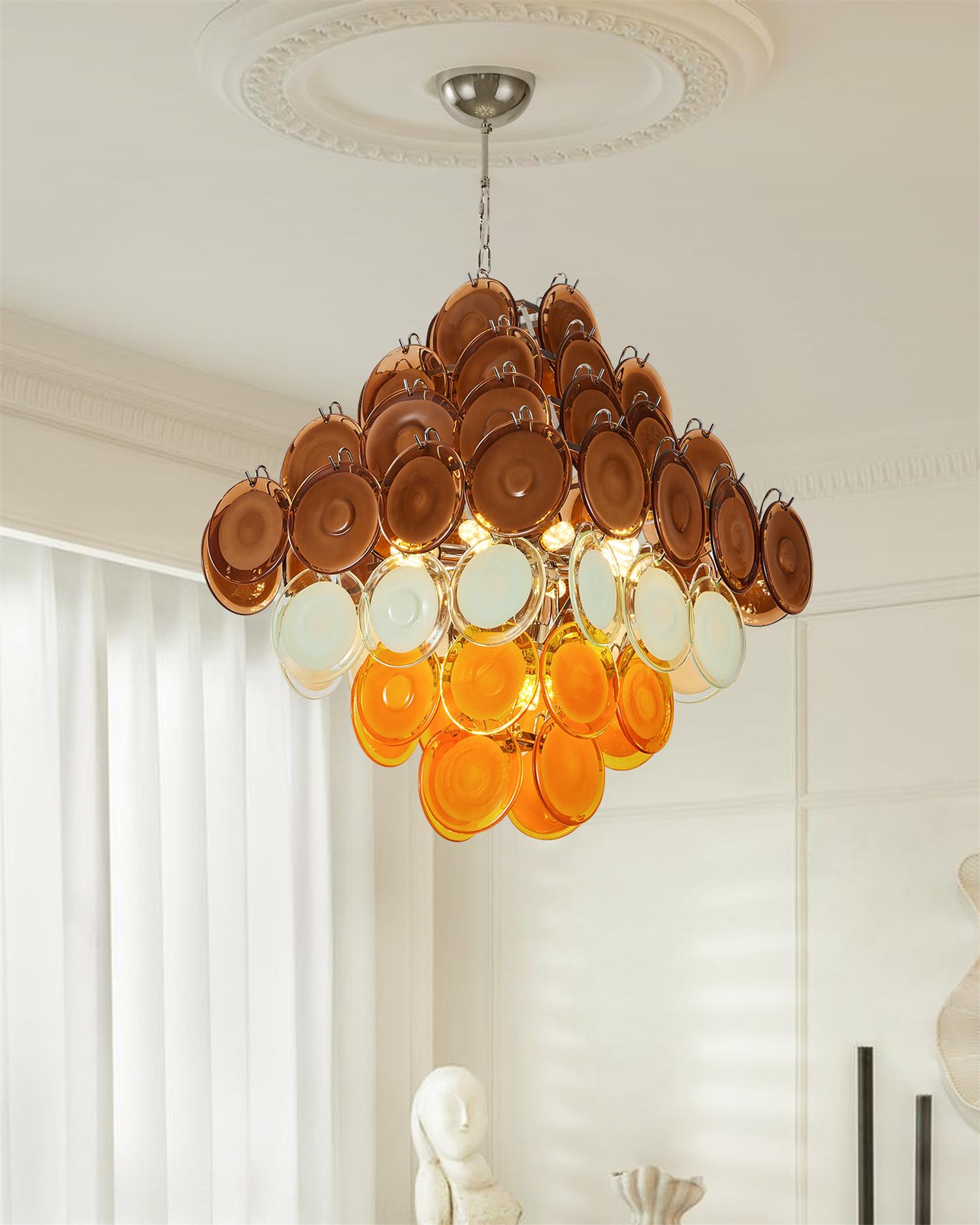 Miretta Chandelier Tiered Glass Discs - Letslighting