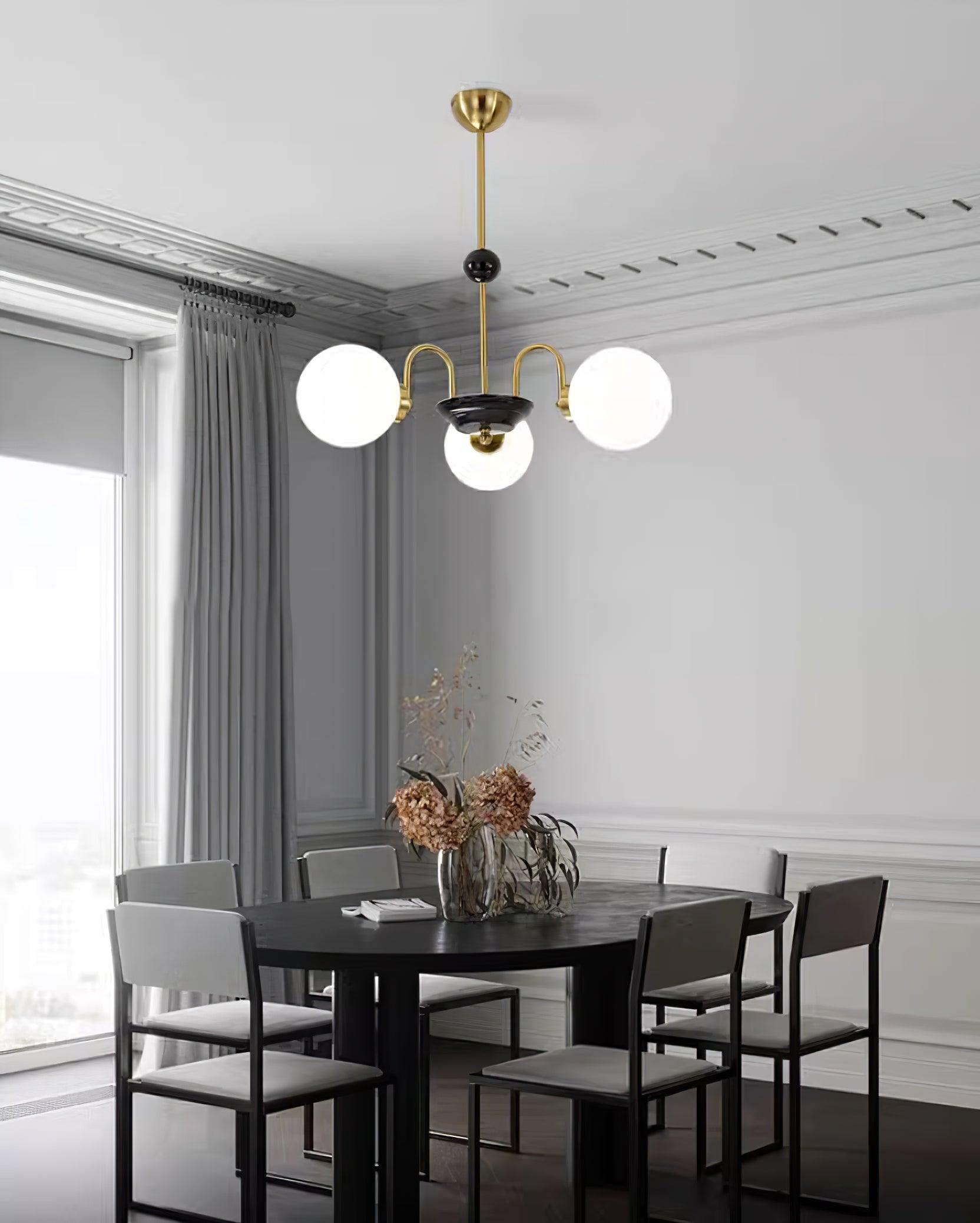 Chandelier Curved Arms Globe Shades Modern Retro Style Dining - Letslighting