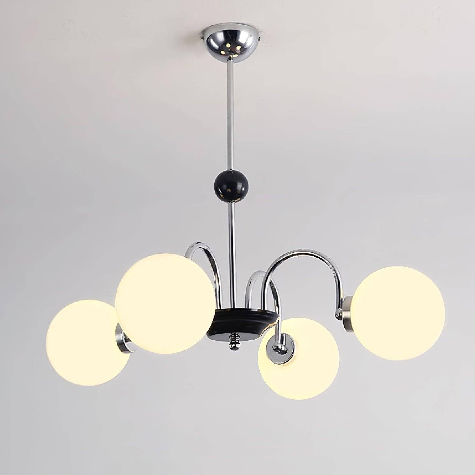 Chandelier Curved Arms Globe Shades Modern Retro Style Dining - Letslighting