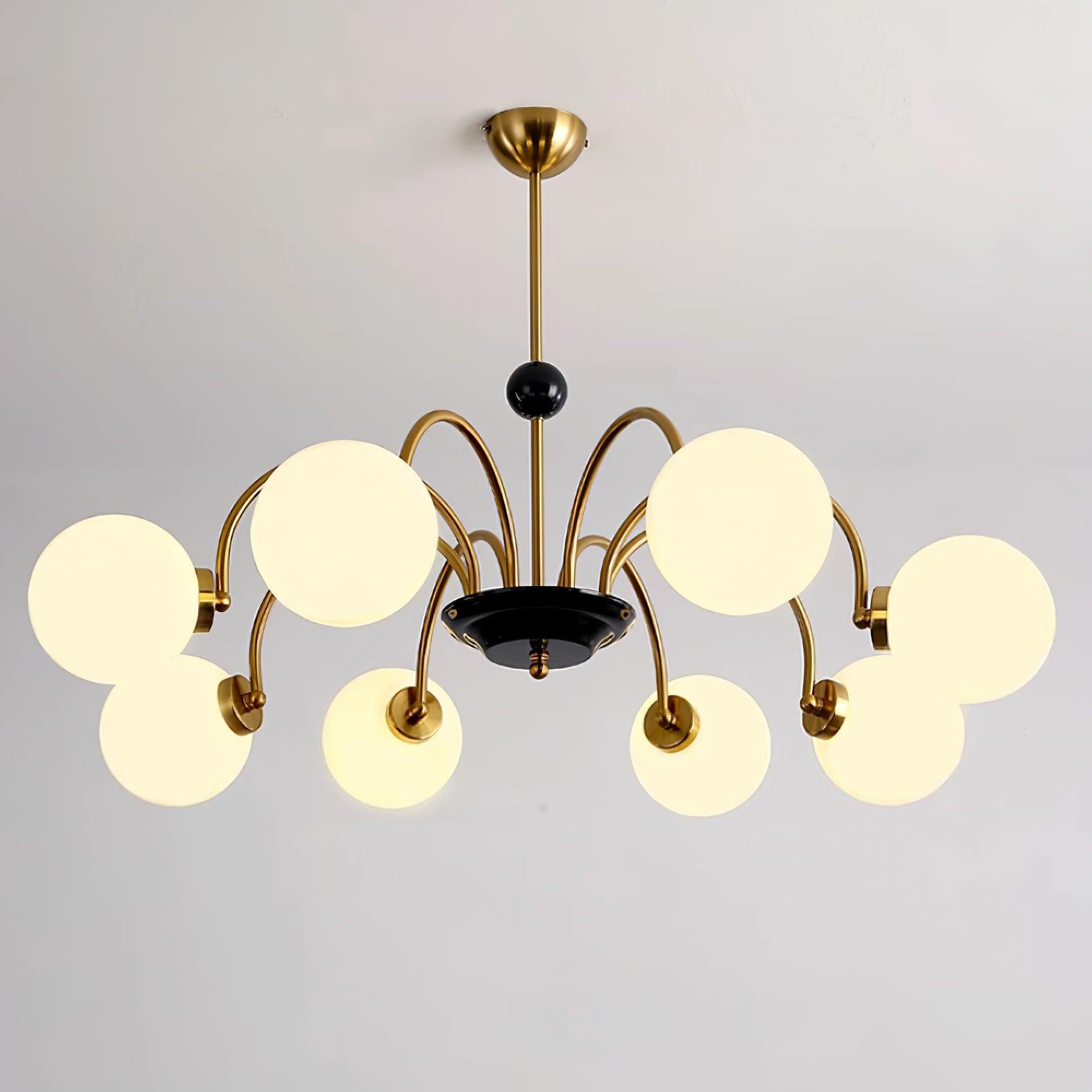 Chandelier Curved Arms Globe Shades Modern Retro Style Dining - Letslighting