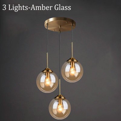 Valentina Luminaires Suspension Verre Transparent Ambre