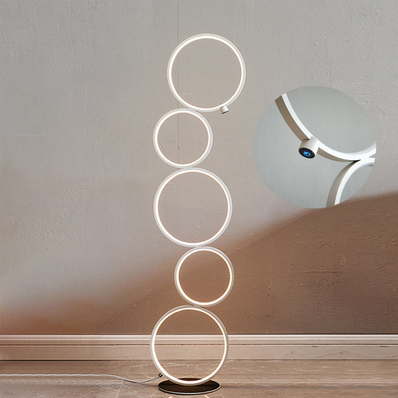 Arisha Lampadaire Sur Pied Rond Minimaliste, Blanc/Noir, Salon