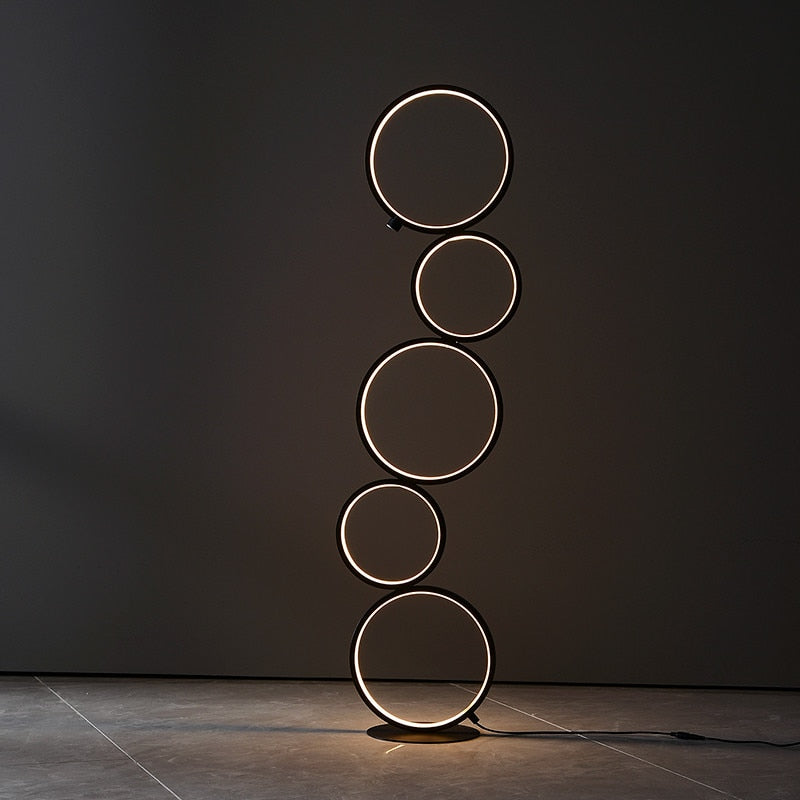 Arisha Lampadaire Sur Pied Rond Minimaliste, Blanc/Noir, Salon