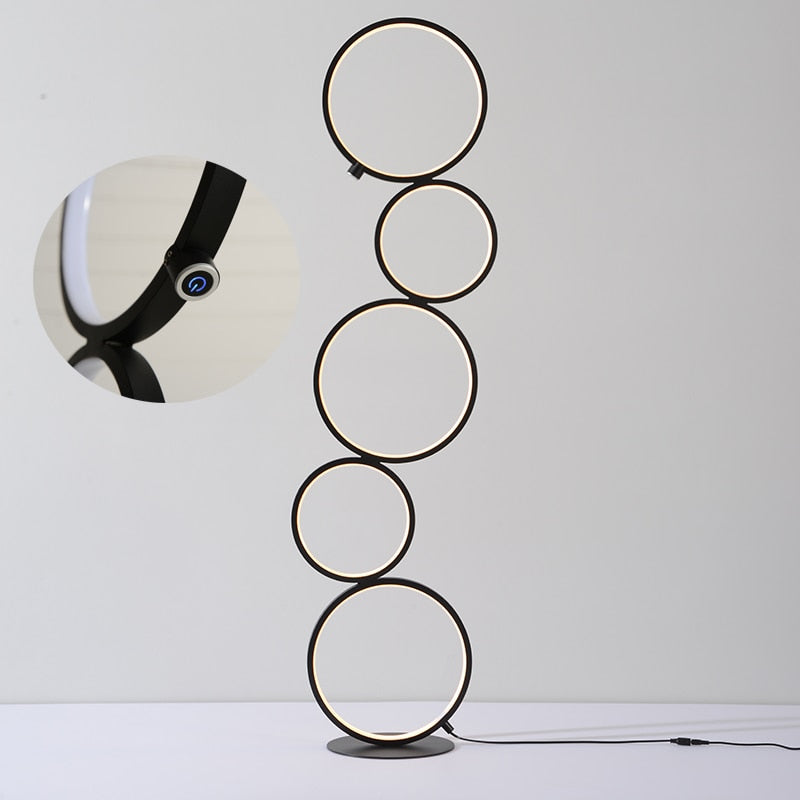 Arisha Lampadaire Sur Pied Rond Minimaliste, Blanc/Noir, Salon