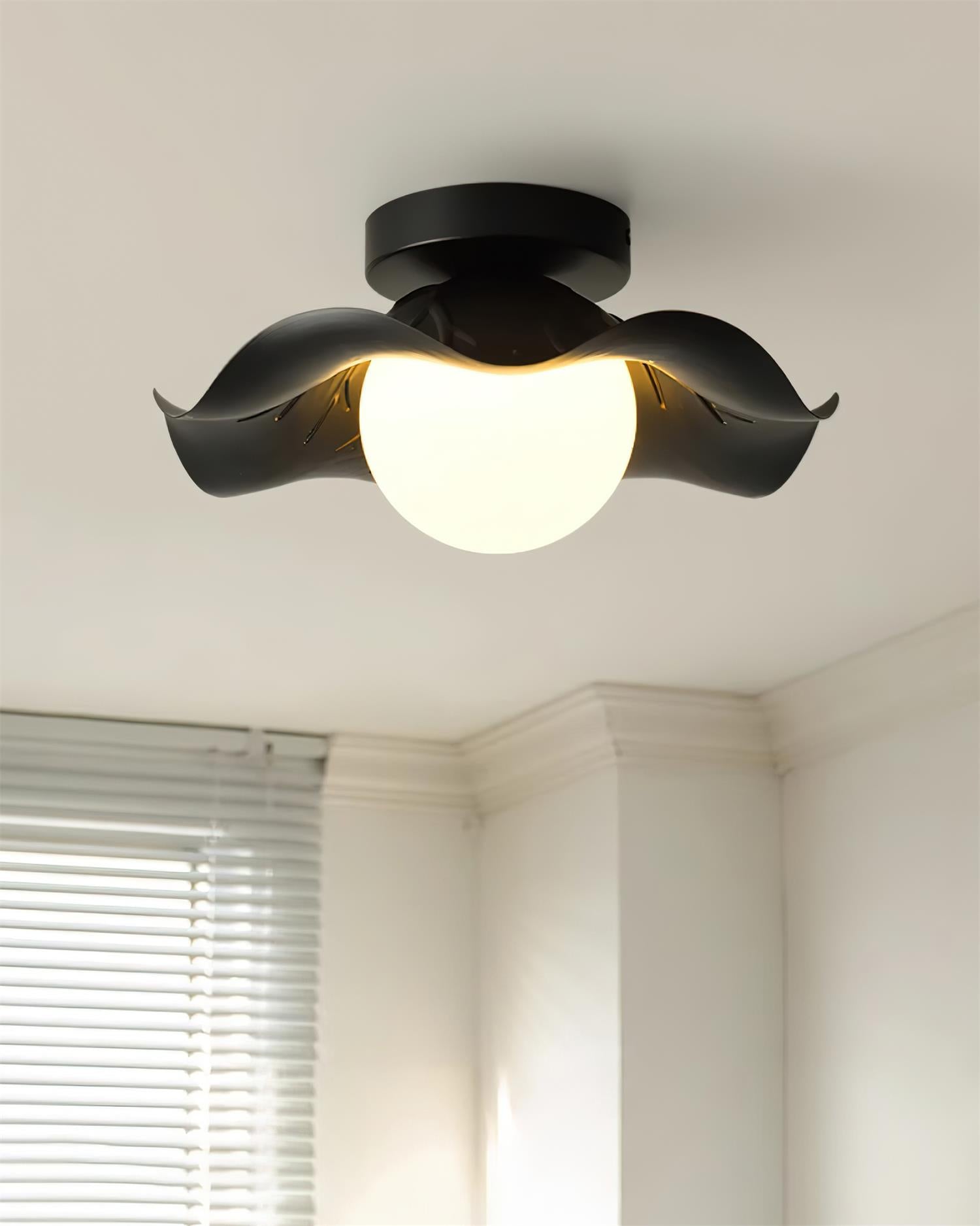 Monae Ceiling Light Petal Black Globe - Letslighting