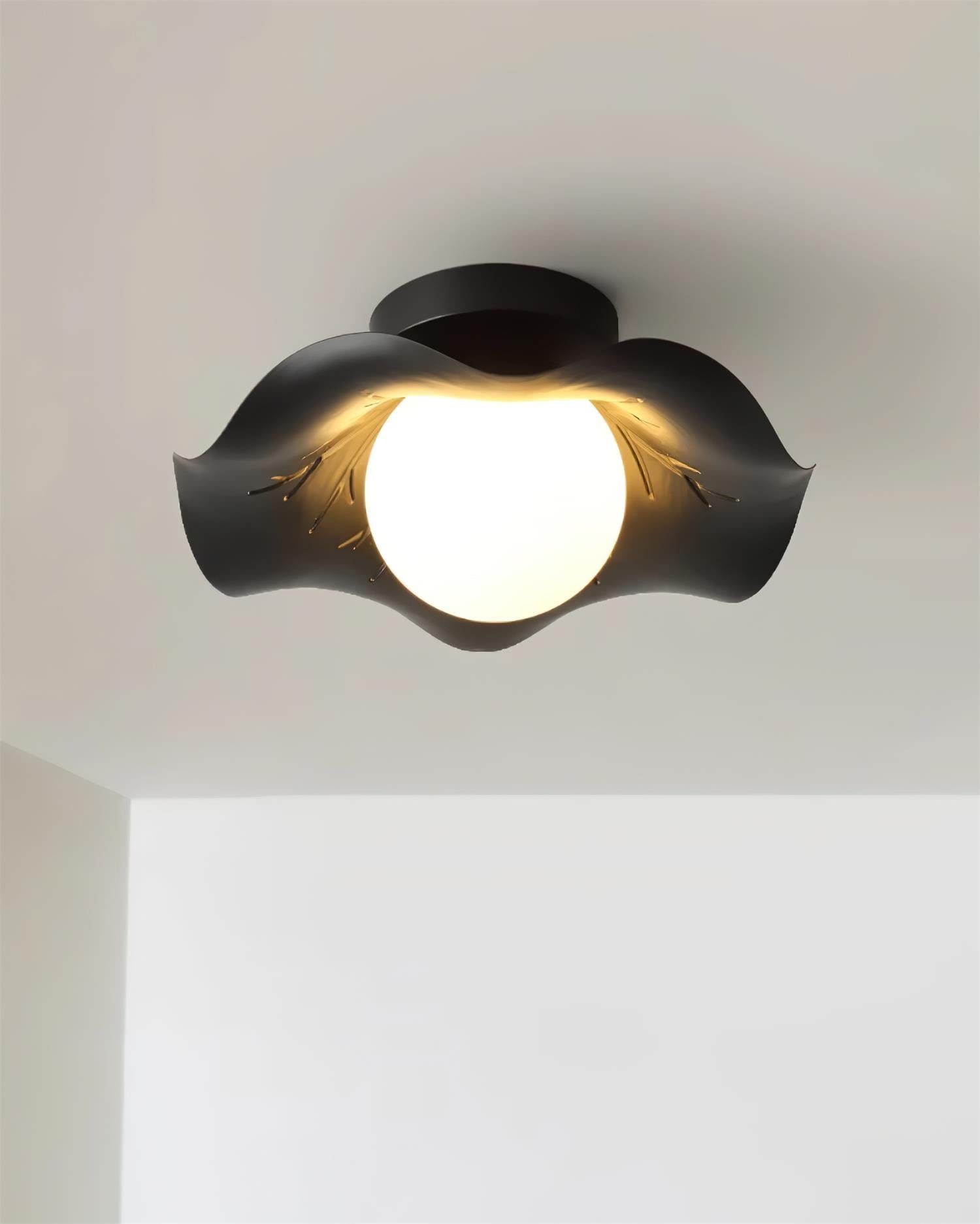 Monae Ceiling Light Petal Black Globe - Letslighting