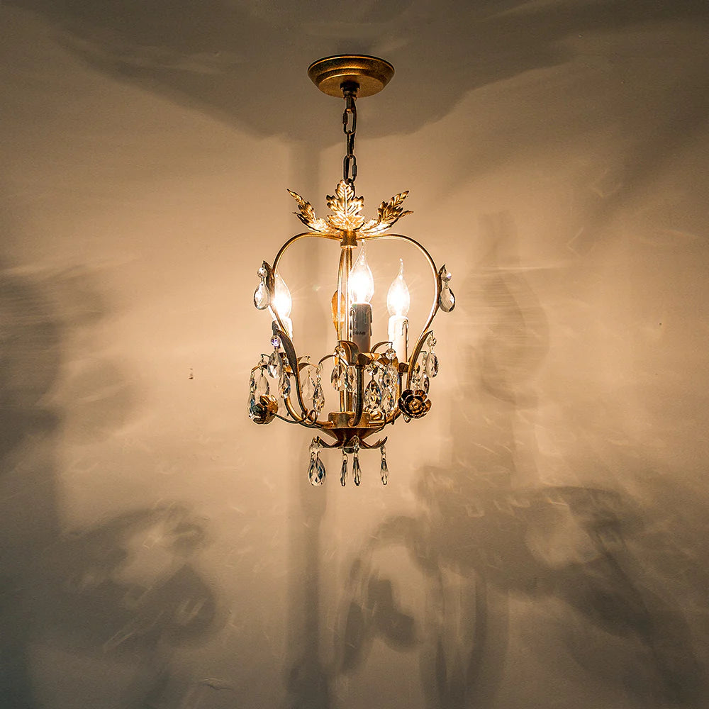 Silva Vintage Gold Crystal Metal Pendant Light Dining Room Bedroom