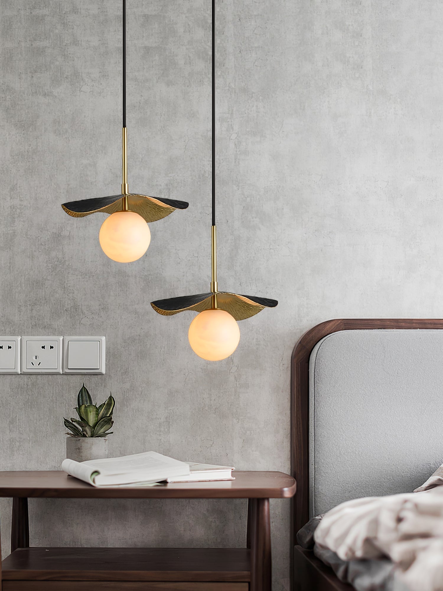 Zaraeen Modern Minimalist Brass Alabaster Pendant Light - Lamp Copper