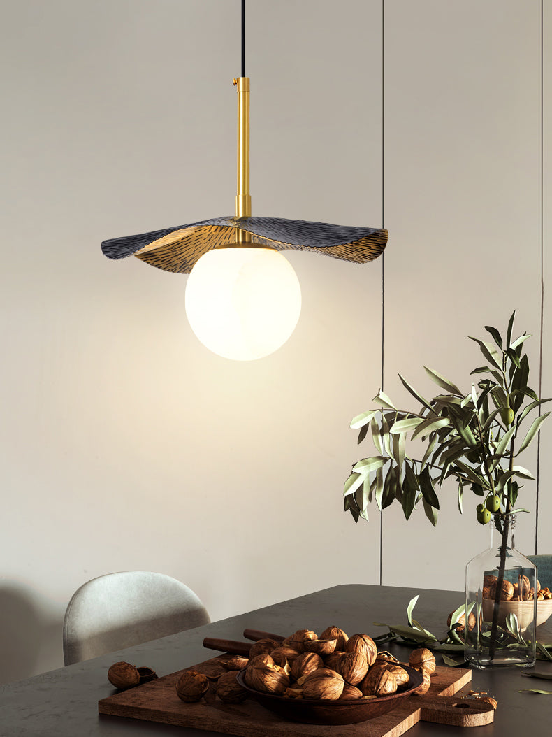 Zaraeen Modern Minimalist Brass Alabaster Pendant Light - Lamp Copper