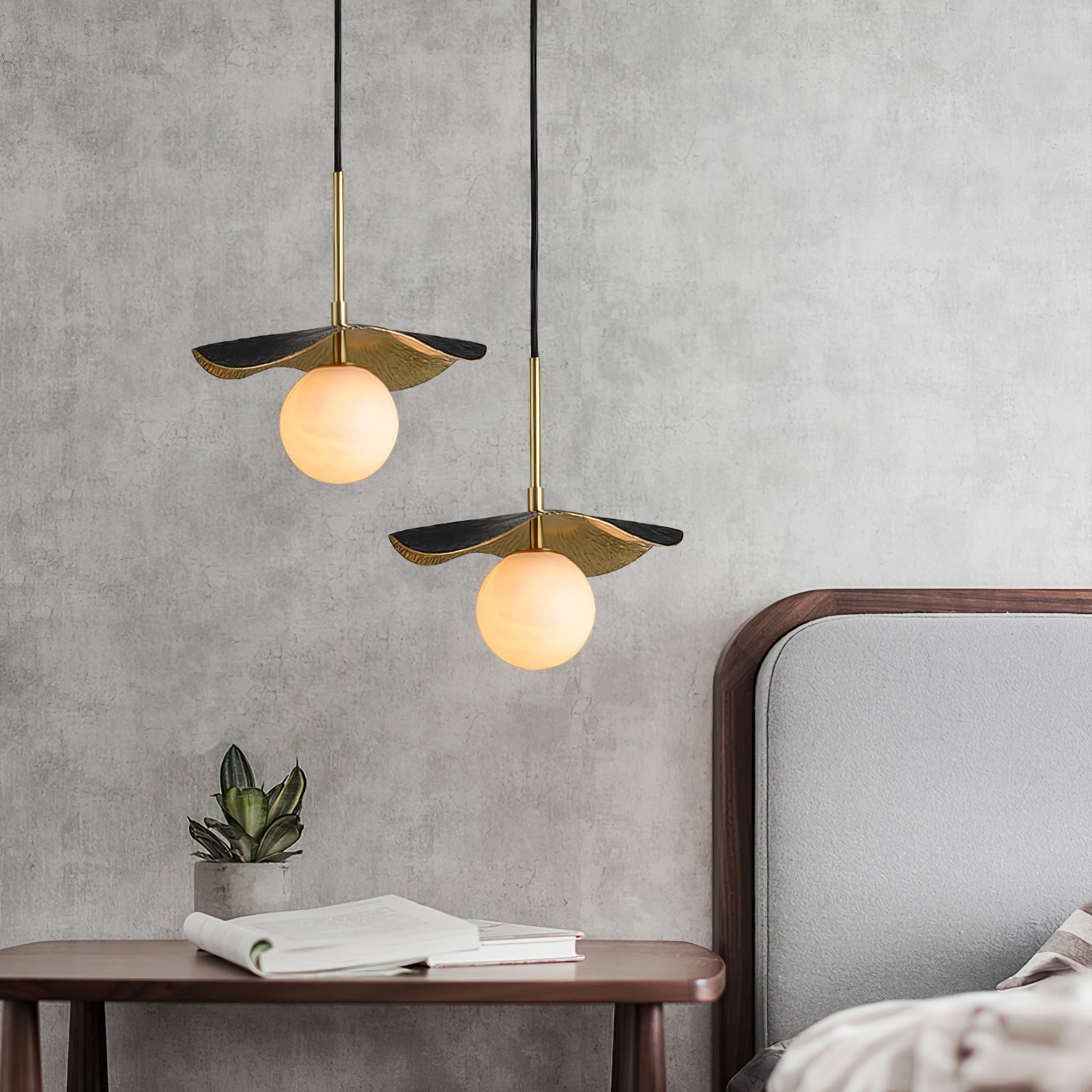 Zaraeen Modern Minimalist Brass Alabaster Pendant Light - Lamp Copper