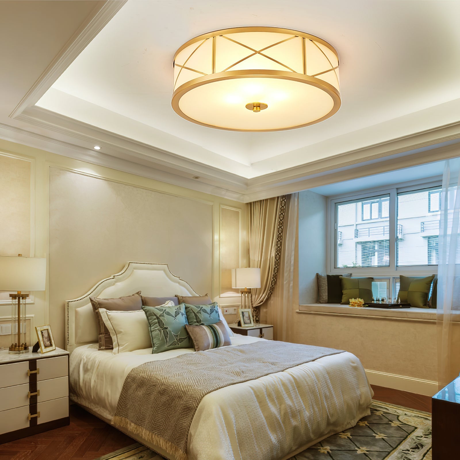 Vovene Modern Minimalist Brass Glass Ceiling Light - Lamp Copper