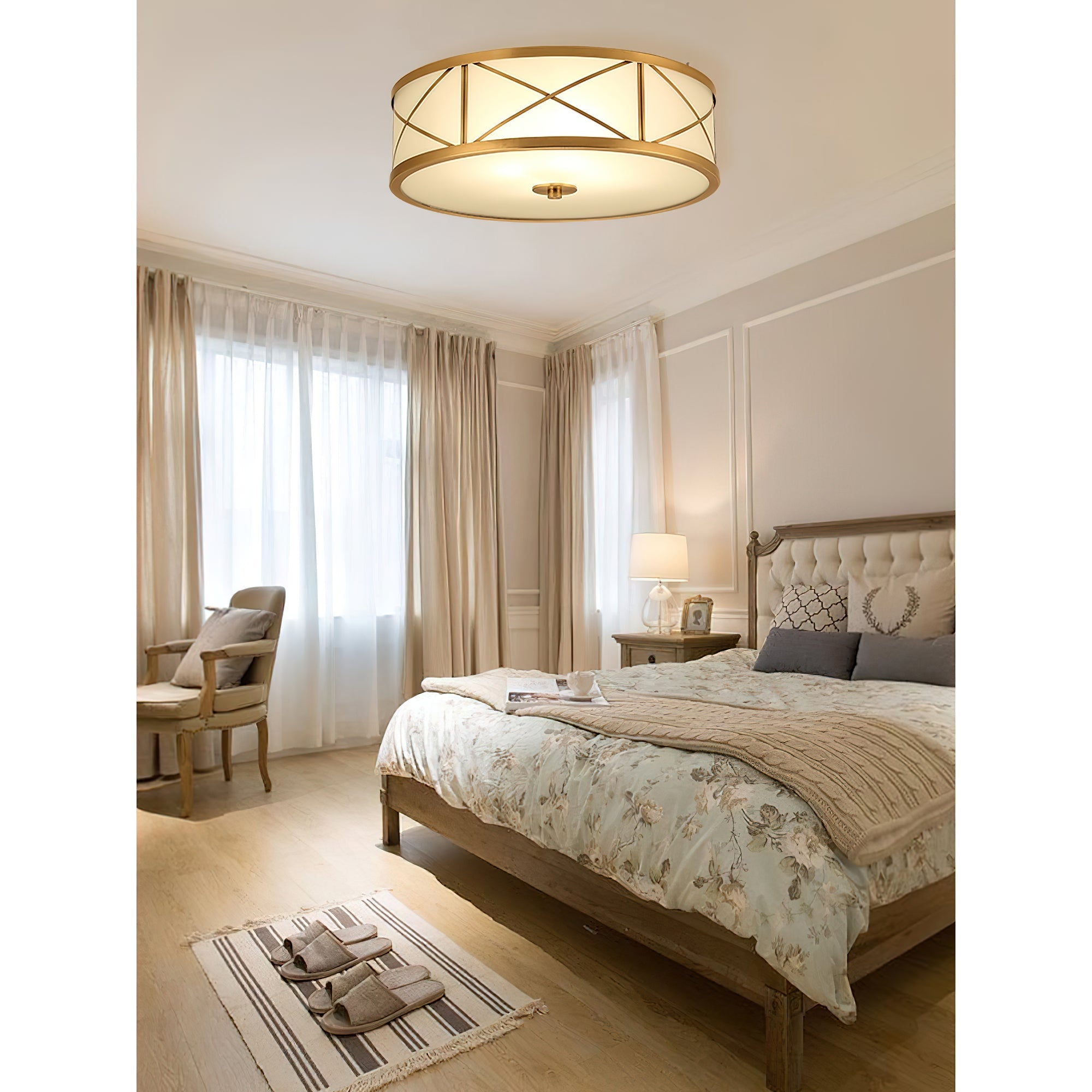 Vovene Modern Minimalist Brass Glass Ceiling Light - Lamp Copper