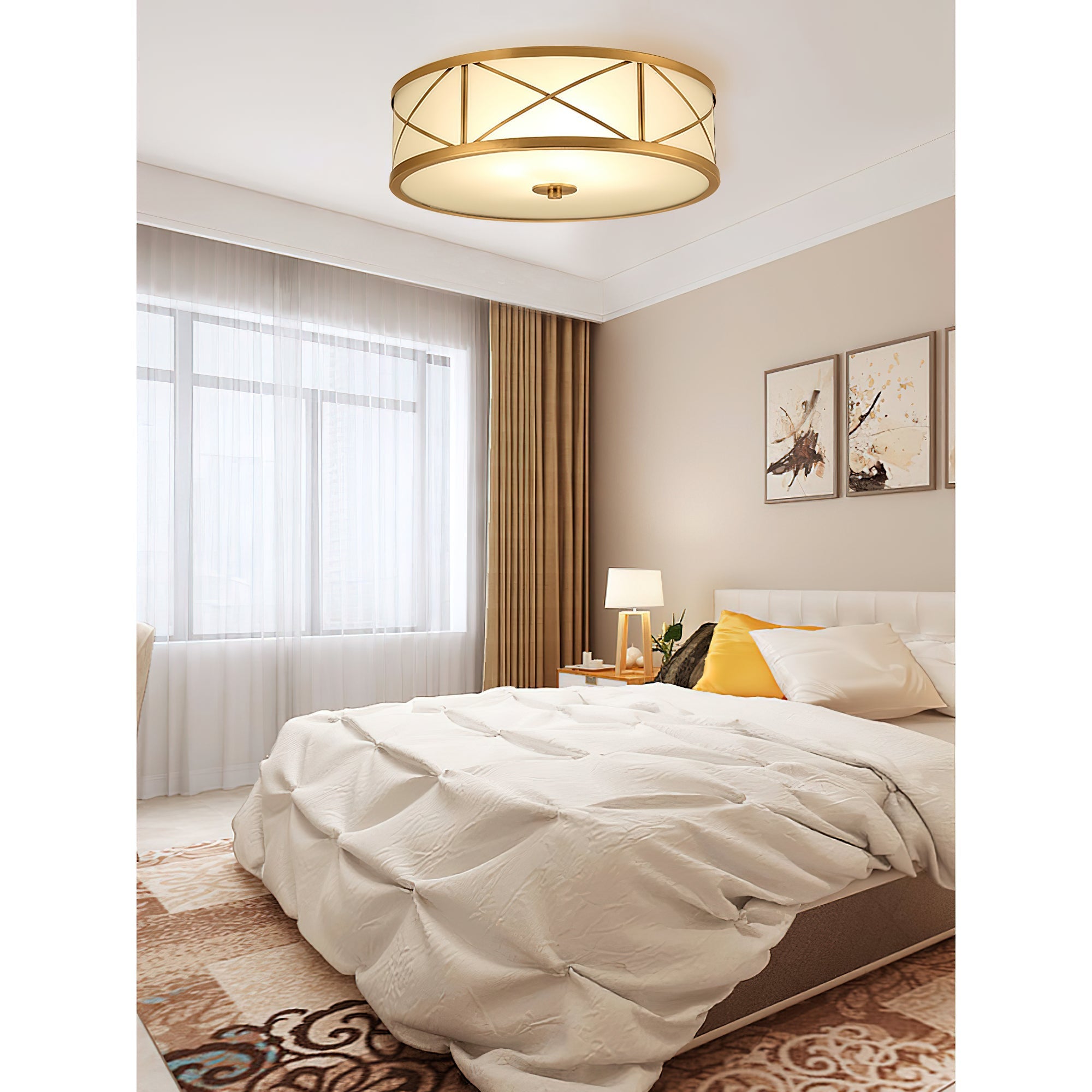 Vovene Modern Minimalist Brass Glass Ceiling Light - Lamp Copper