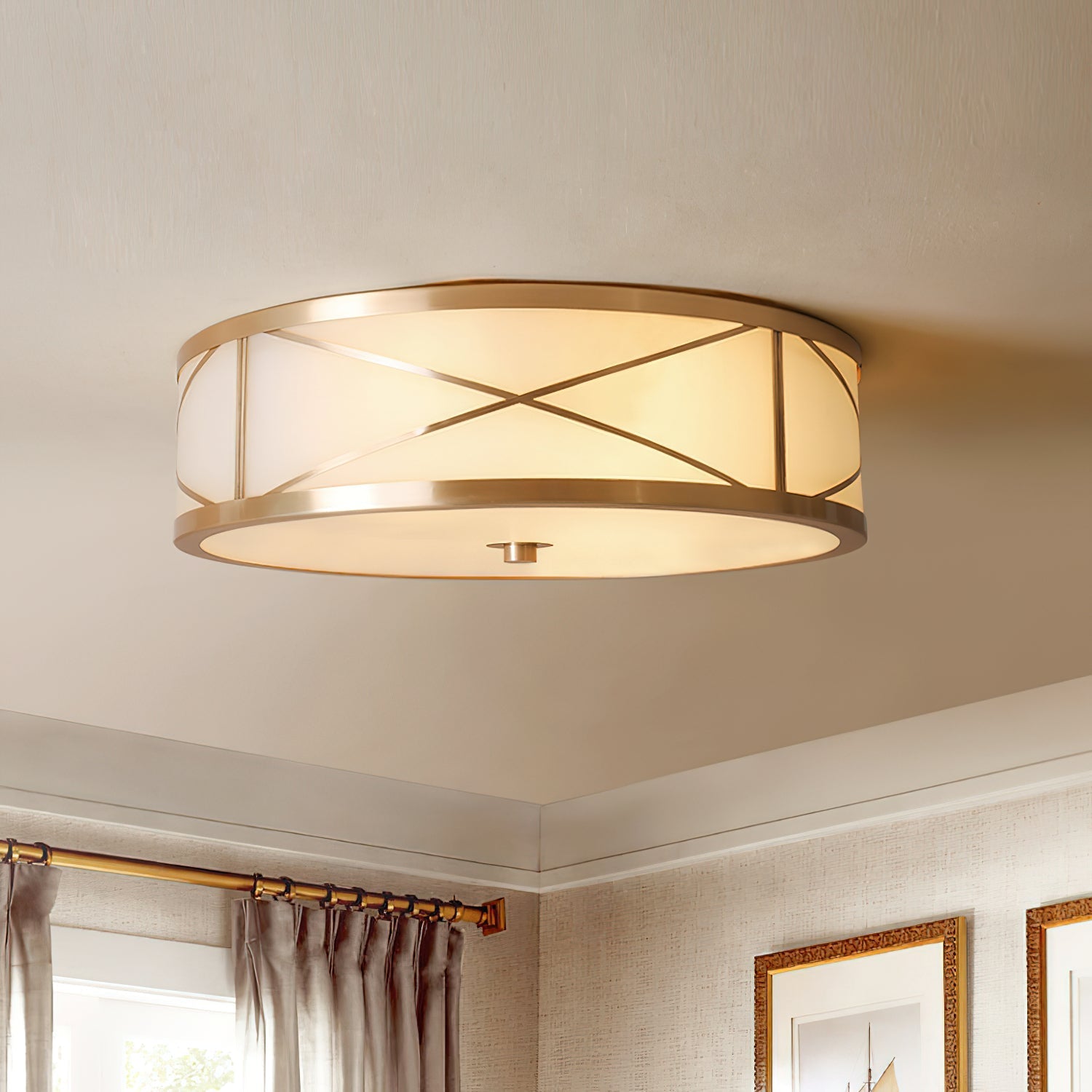 Vovene Modern Minimalist Brass Glass Ceiling Light - Lamp Copper