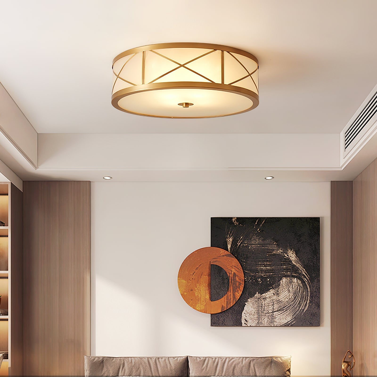 Vovene Modern Minimalist Brass Glass Ceiling Light - Lamp Copper