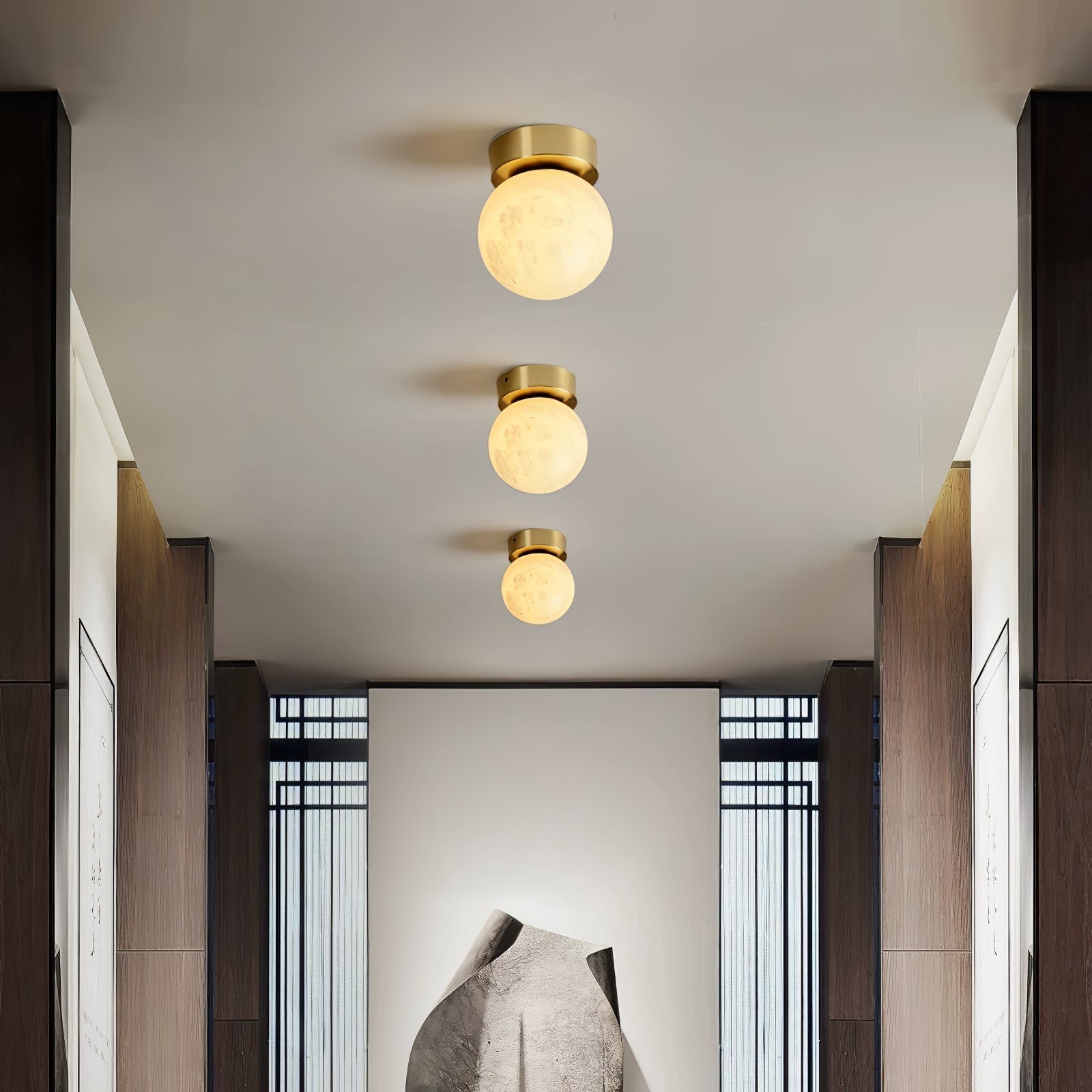 Otheyra Globe Brass Alabaster Ceiling Light - Letslighting