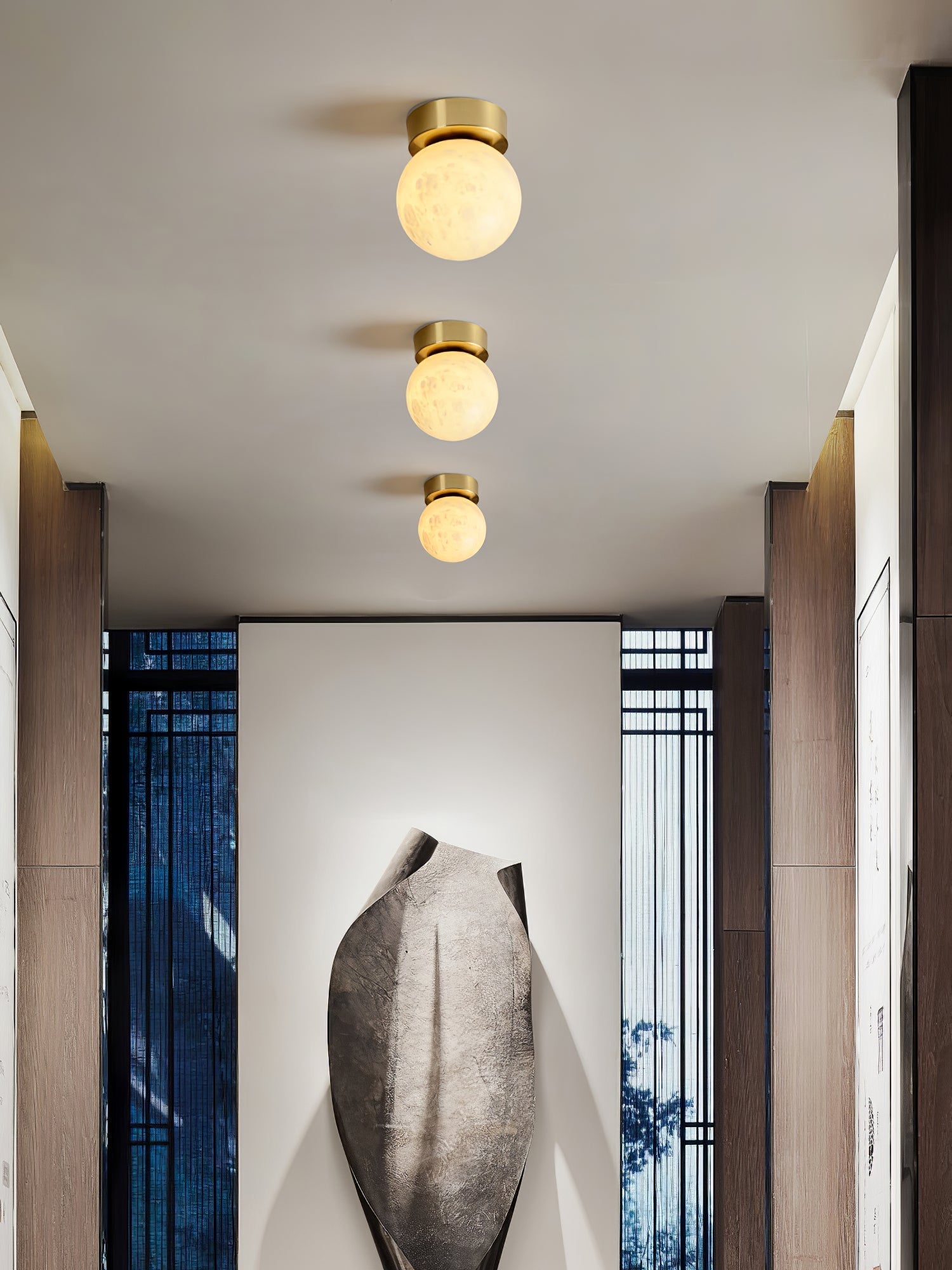 Otheyra Globe Brass Alabaster Ceiling Light - Letslighting