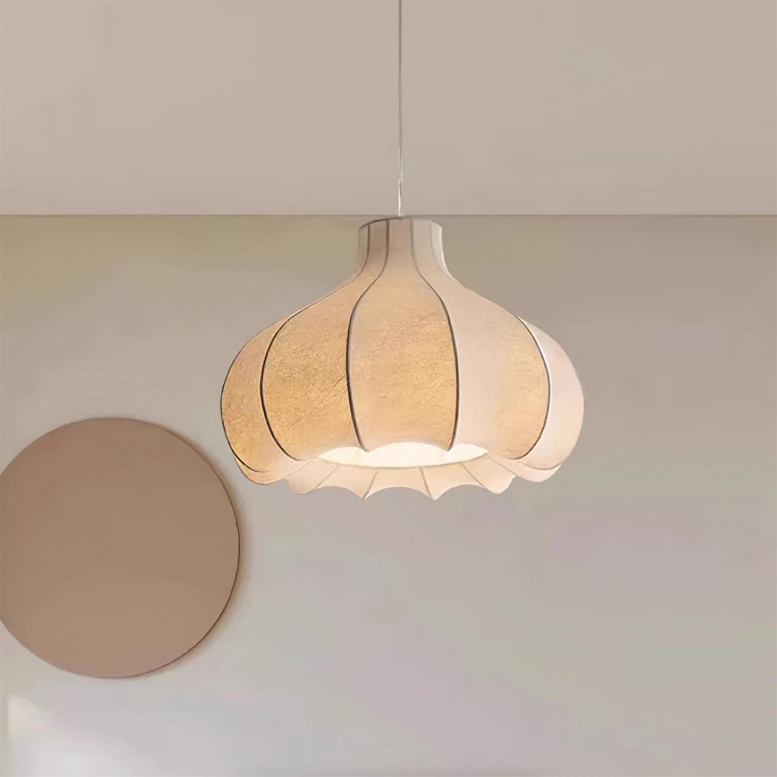 Pendant Lamp Silky Pleated Silk Shade White Elegant - Letslighting