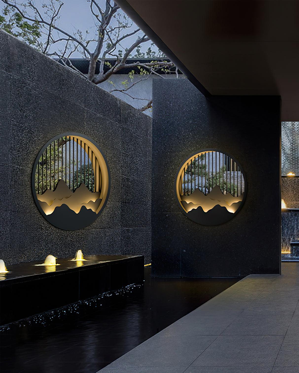 Mountain Wall Lamp Outdoor Circular Silhouette - Letslighting