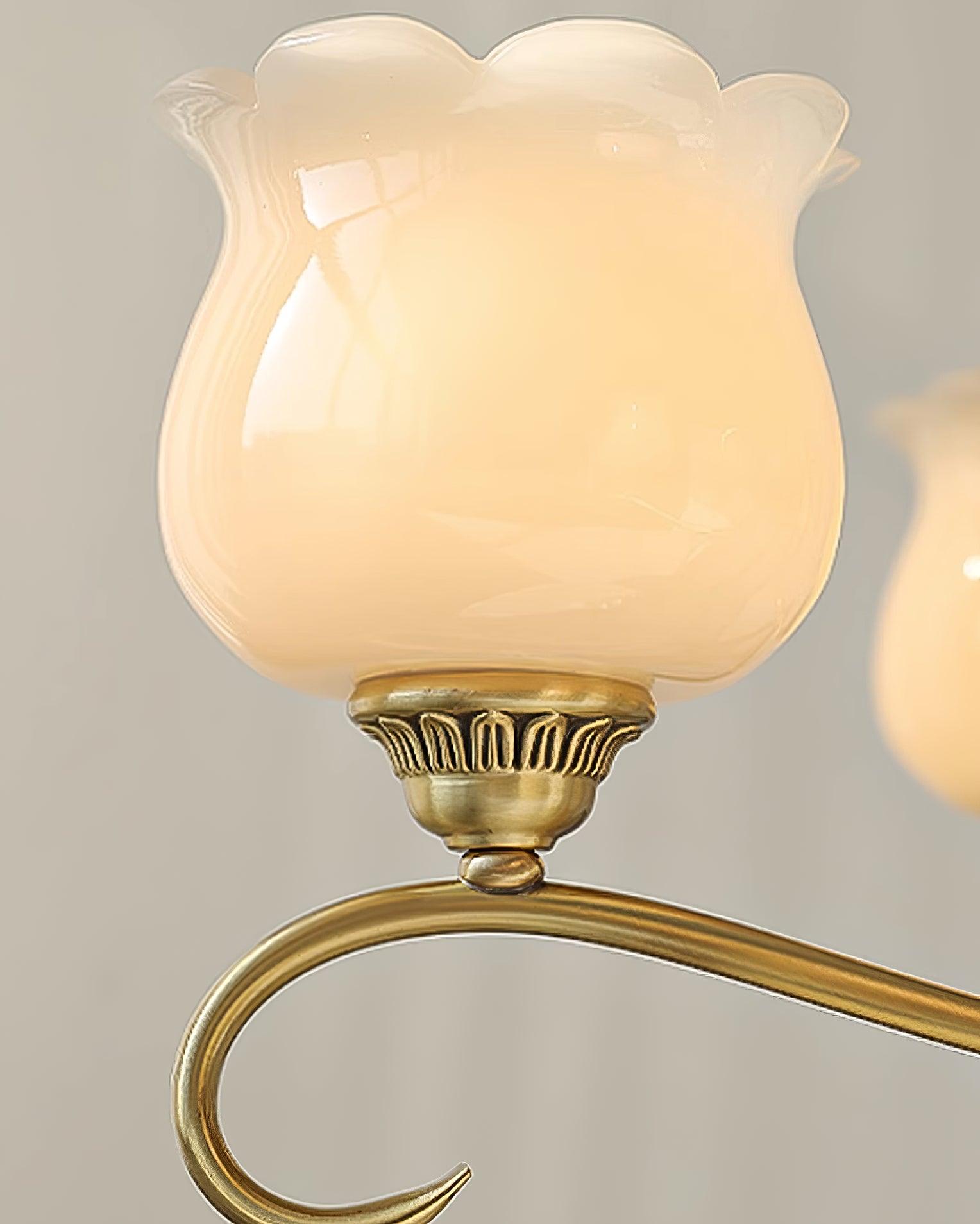 Mullan Chandelier Brass Resin Shades Floral Sculptural - Letslighting
