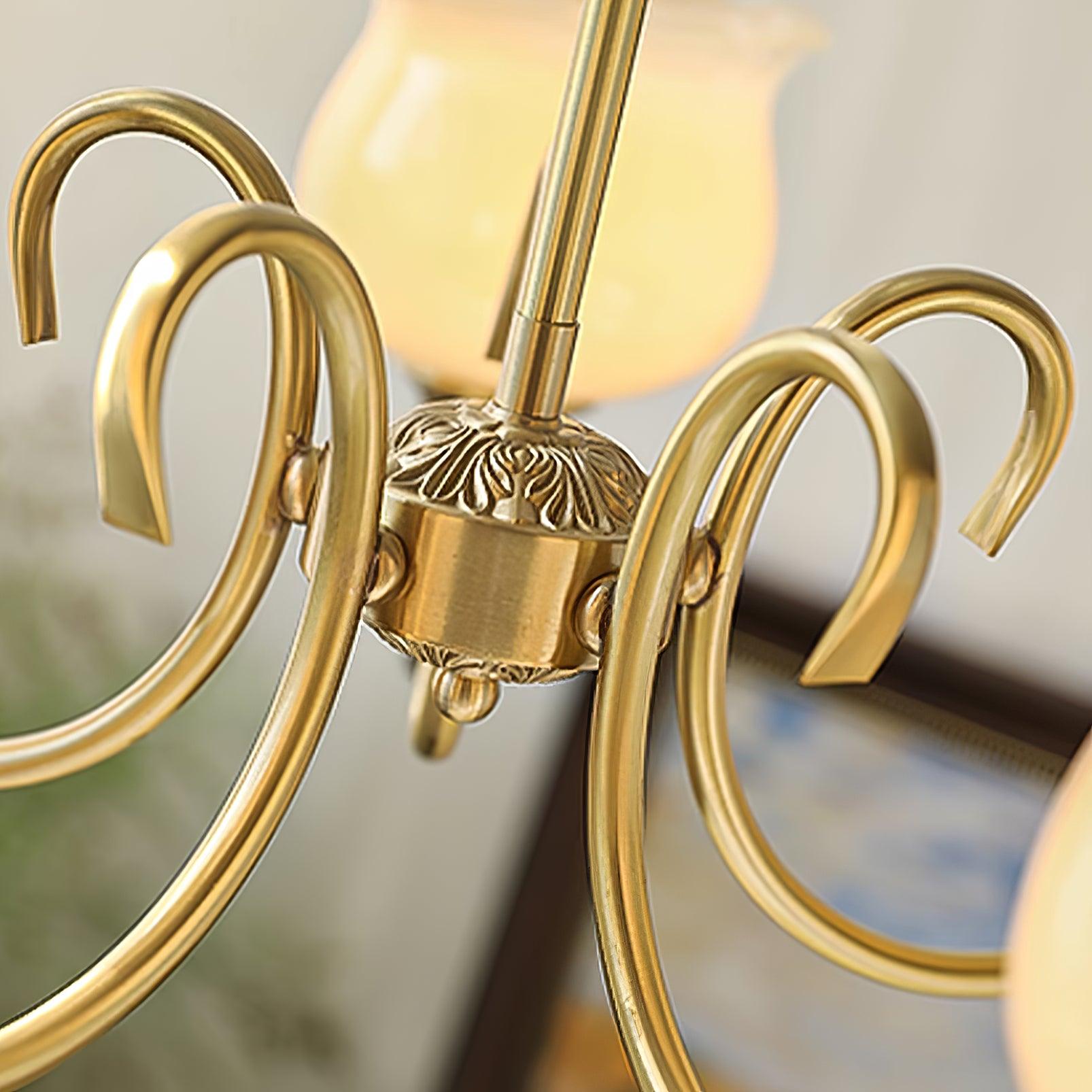 Mullan Chandelier Brass Resin White Gold - Letslighting