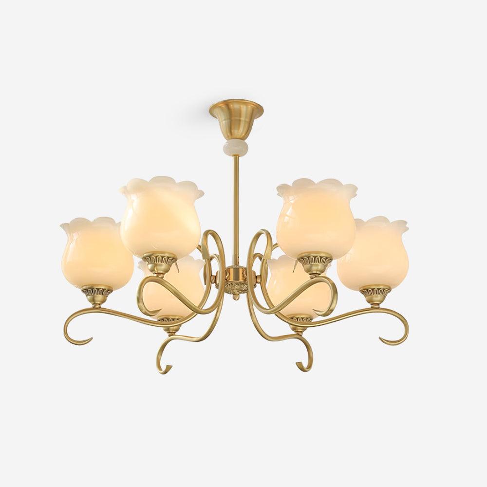 Mullan Chandelier Brass Resin White Gold - Letslighting