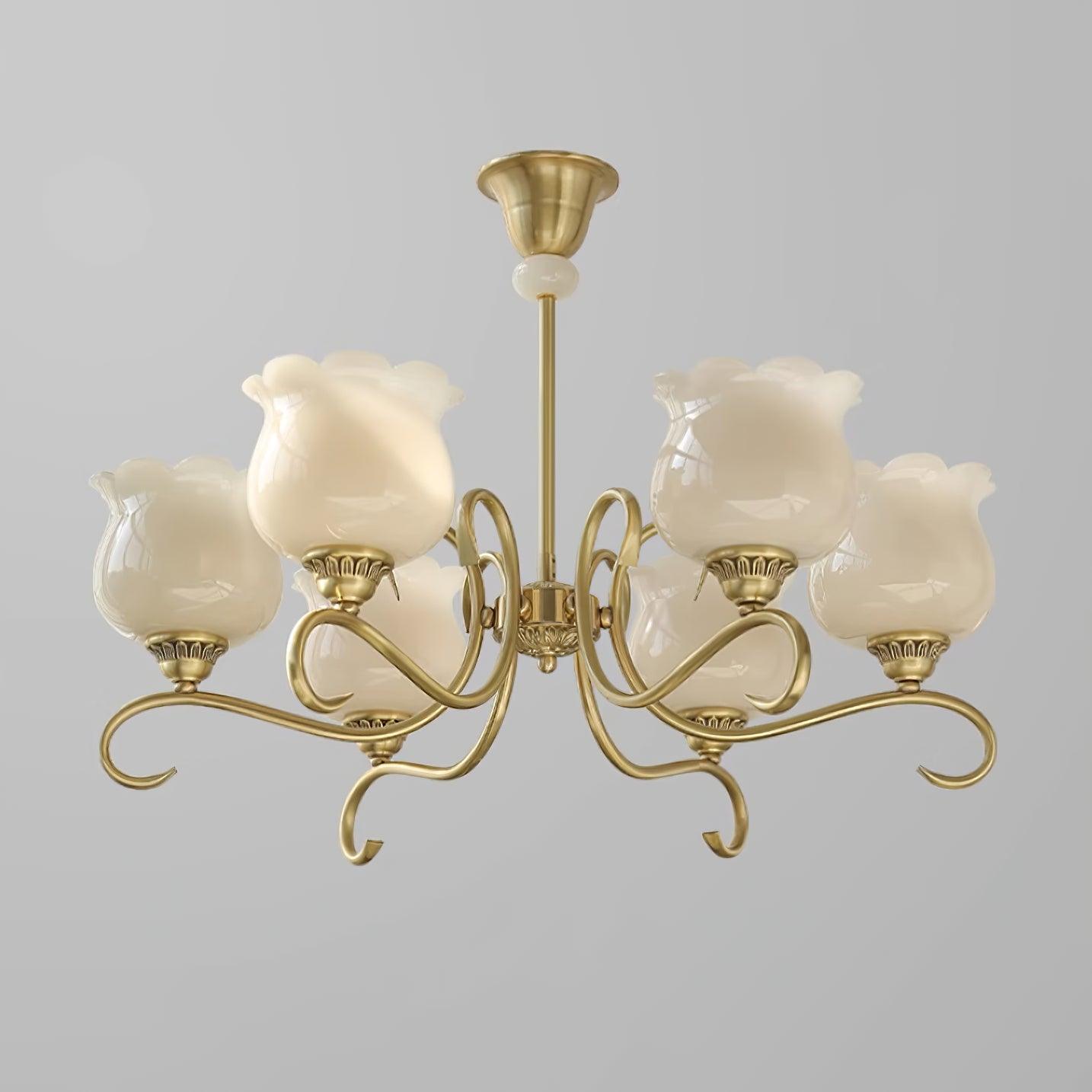 Mullan Chandelier Brass Resin White Gold - Letslighting